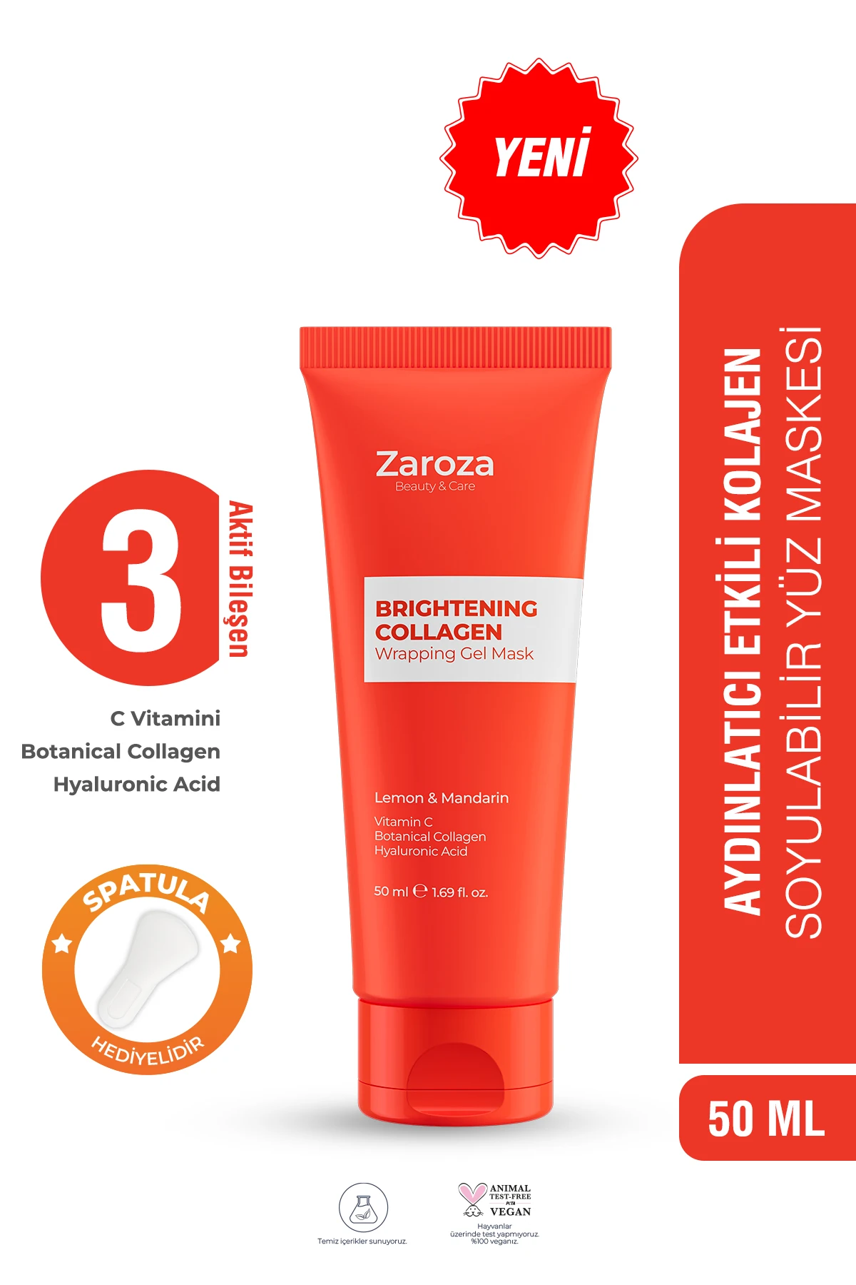 Aydınlatıcı Gece Boyu Etkili Soyulabilir Kolajen Yüz Maskesi ( Lemon & Mandarin) 50 Ml