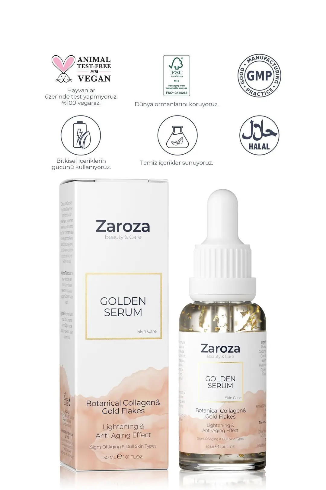 Yaşlanma Karşıtı 24k Altın Yapraklı Serum - Zaroza