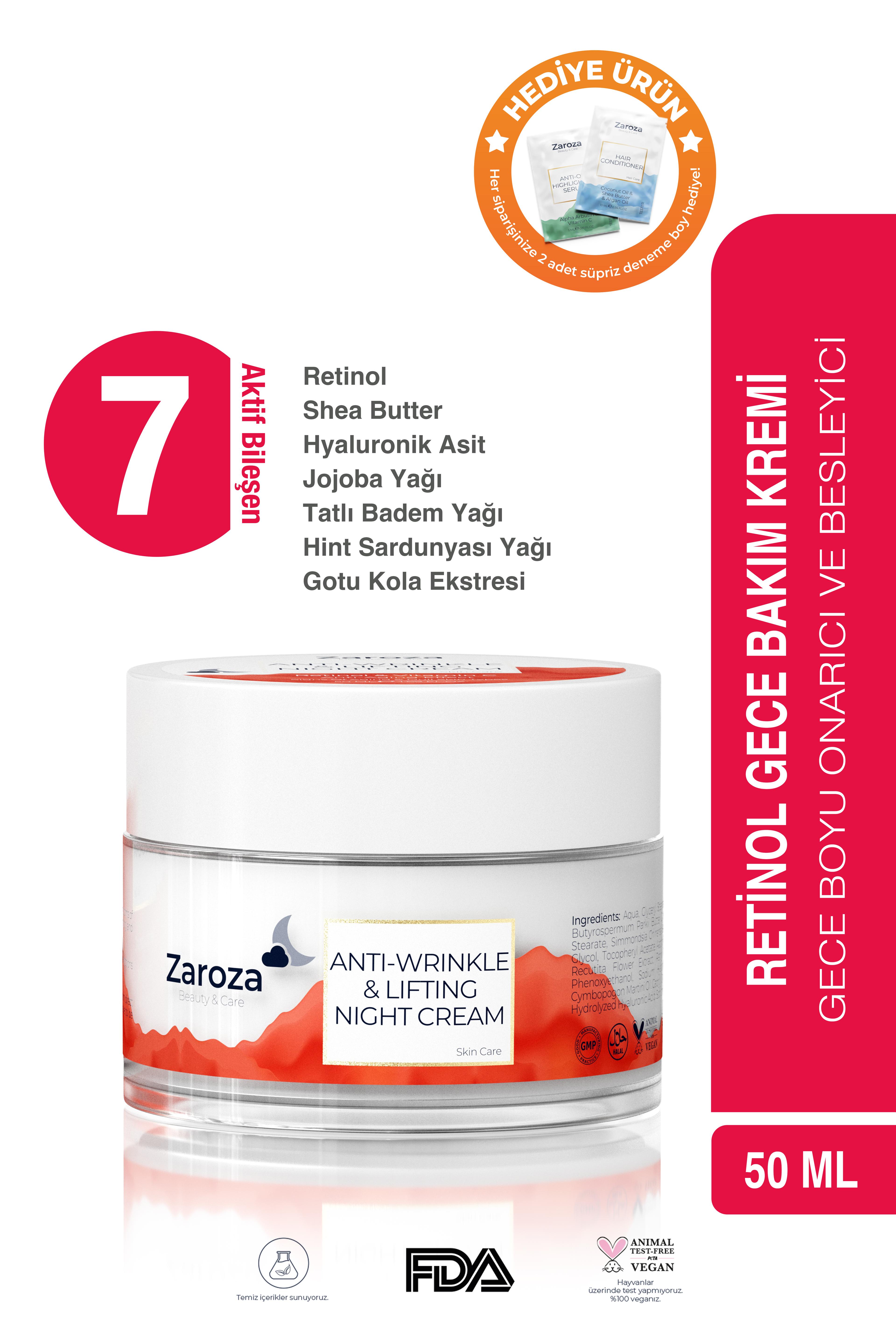 Retinol - Nemlendirici Gece Kremi - Leke, Kırışıklık Karşıtı Anti Wrinkle & Lifting Night Cream 50 mL