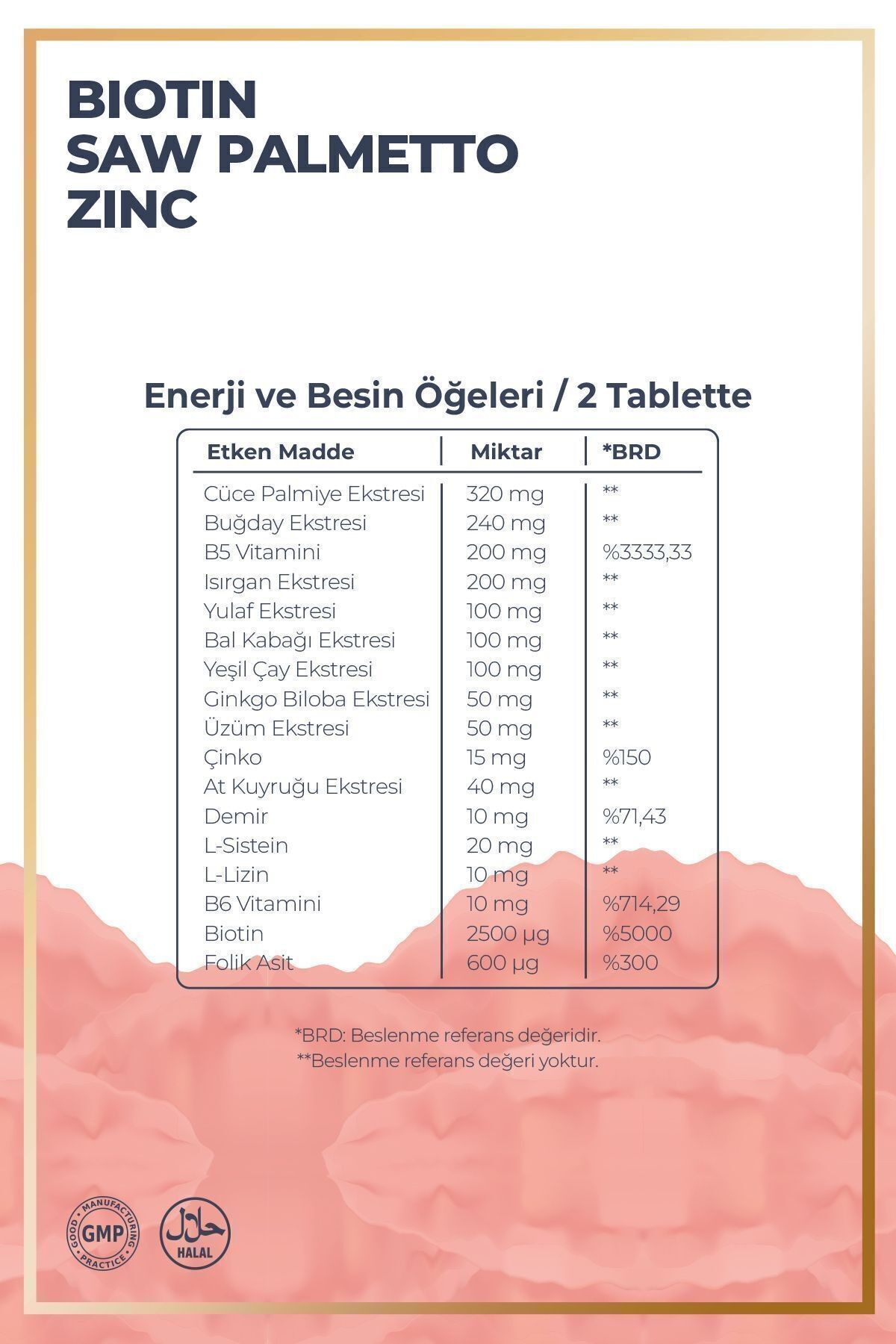 Hair Vitamin Biotin, Saw Palmetto, Zinc | Saç Derisi Ve Saç Sağlığı Vitamin - 60 Tablet