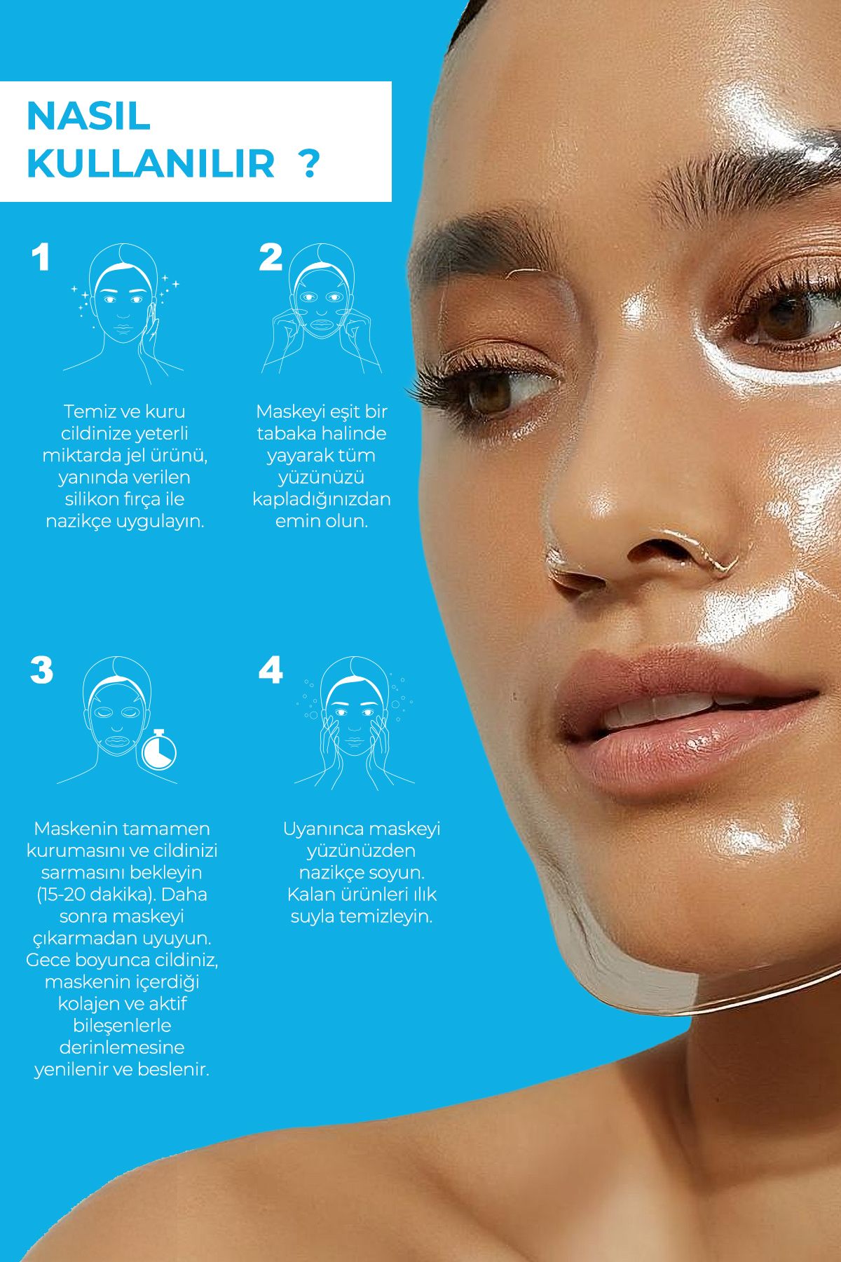 Yoğun Nemlendirici Gece Boyu Etkili Soyulabilir Kolajen Yüz Maskesi 50 Ml (HYALURONIC ACID )