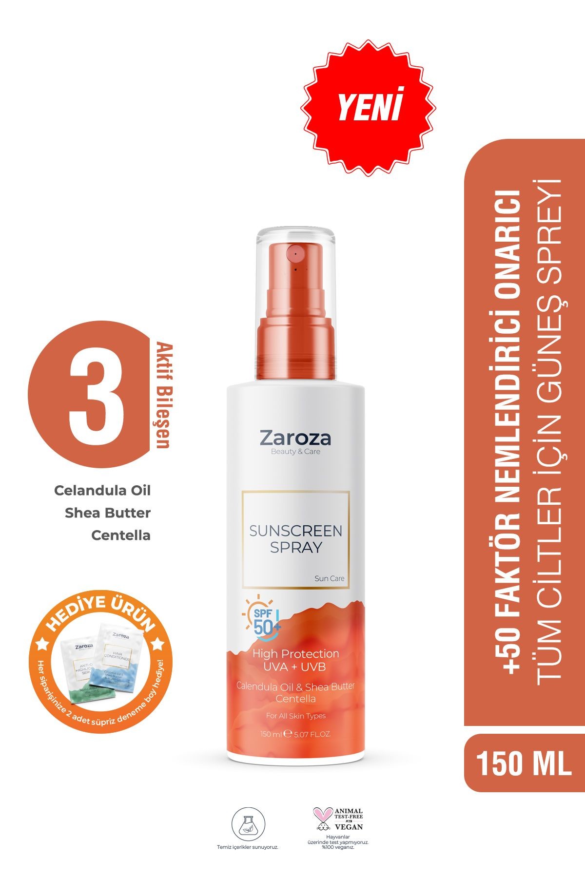 50 SPF+ UVA UVB Güneş Koruyucu Nemlendirici Cilt Losyonu (CALENDULA OIL / SHEA BUTTER / CENTELLA)