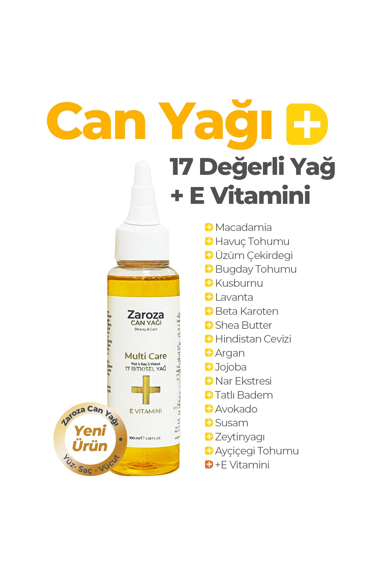 Can Yağı - Yüz, Saç, Vücut Için Besleyici, Onarıcı, Nemlendirici, Dökülme Karşıtı Bakım Yağı 100ml