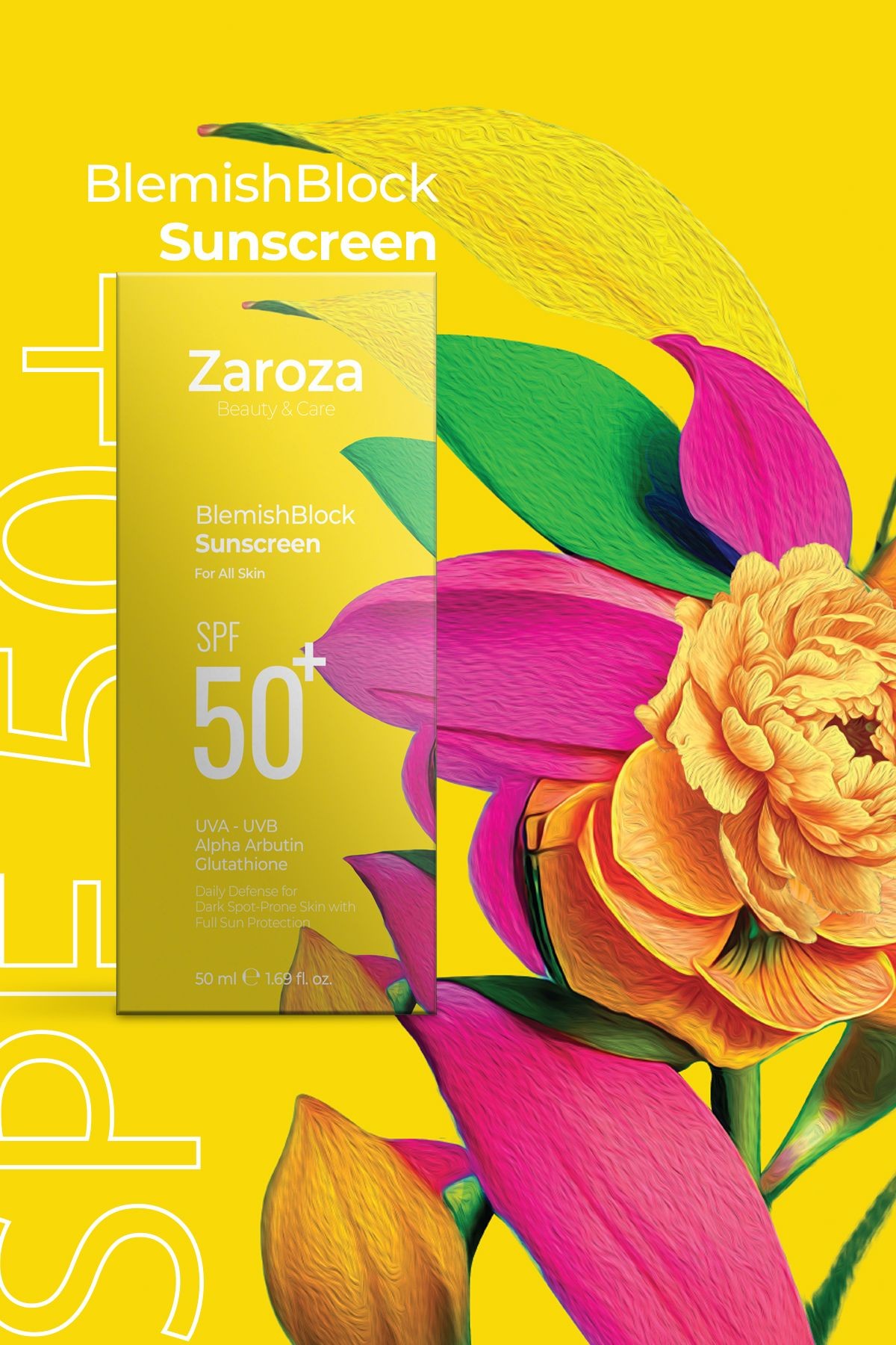 Leke Karşıtı ve Aydınlatıcı UVA UVB SPF50+ Güneş Kremi 50 ML (Arbutin + Glulatyon)