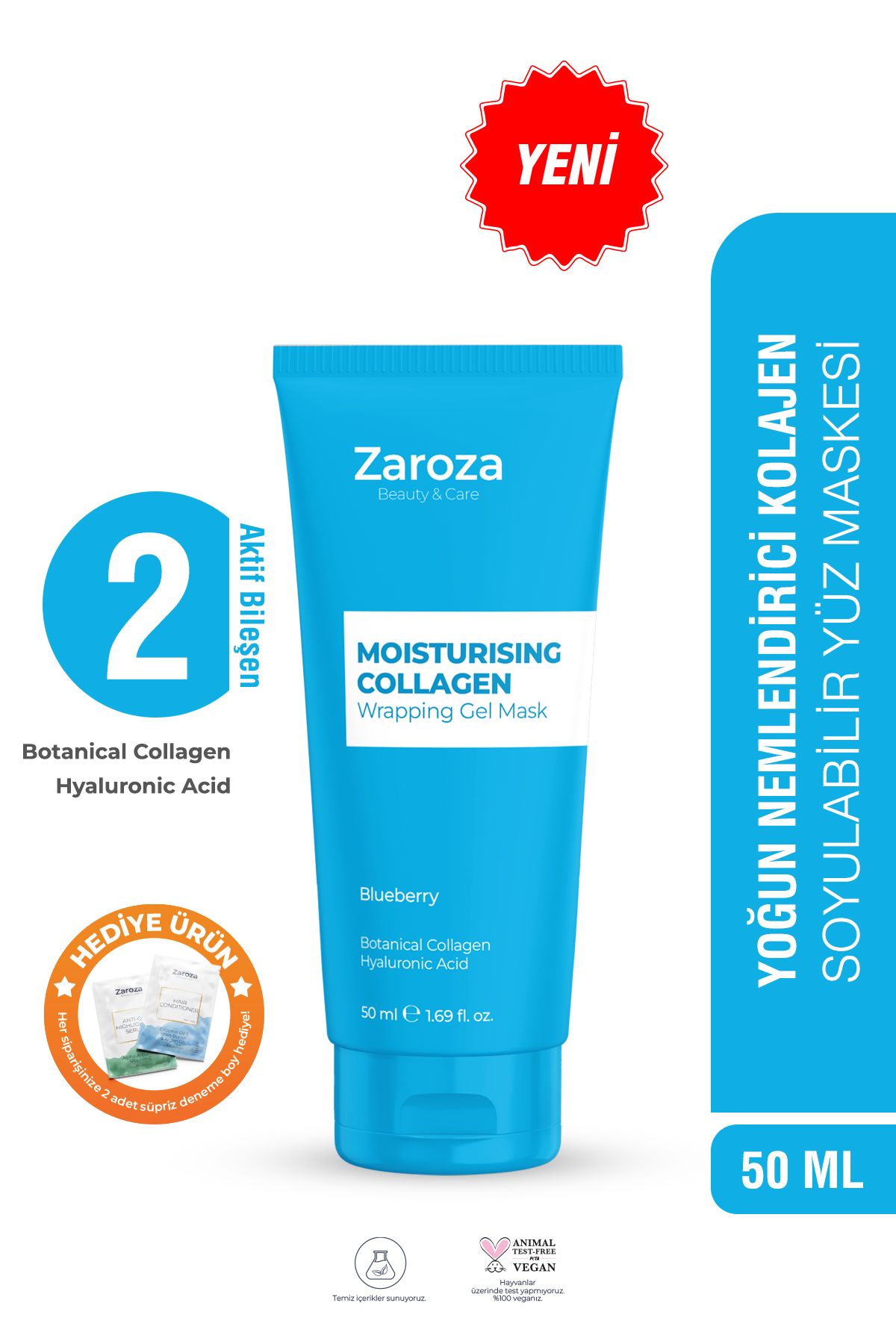 Yoğun Nemlendirici Gece Boyu Etkili Soyulabilir Kolajen Yüz Maskesi 50 Ml (HYALURONIC ACID )
