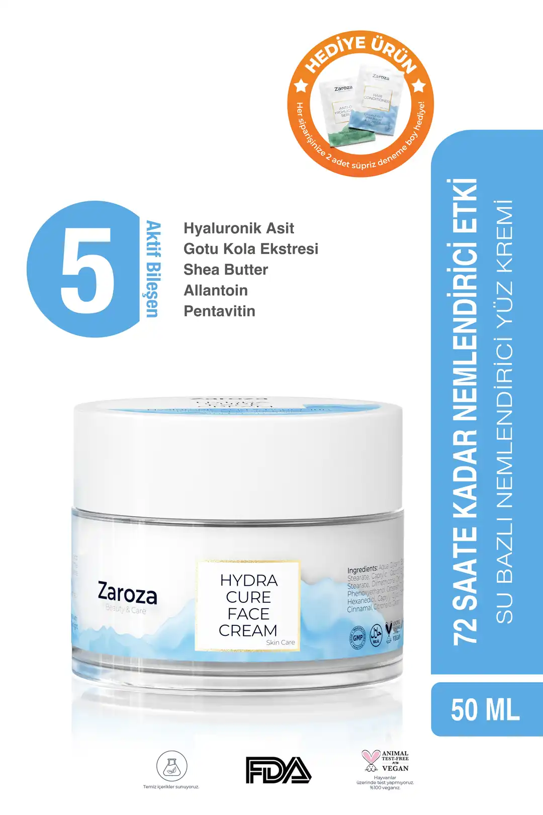 Hydra Cure Face Cream | Yoğun Nemlendirici Krem - Zaroza