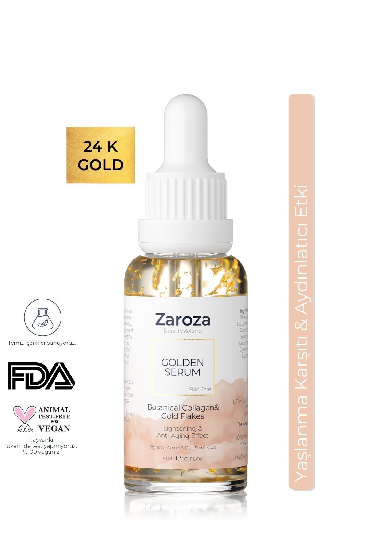 Golden Serum | Yaşlanma Karşıtı 24k Altın Yapraklı Serum - 30 ml