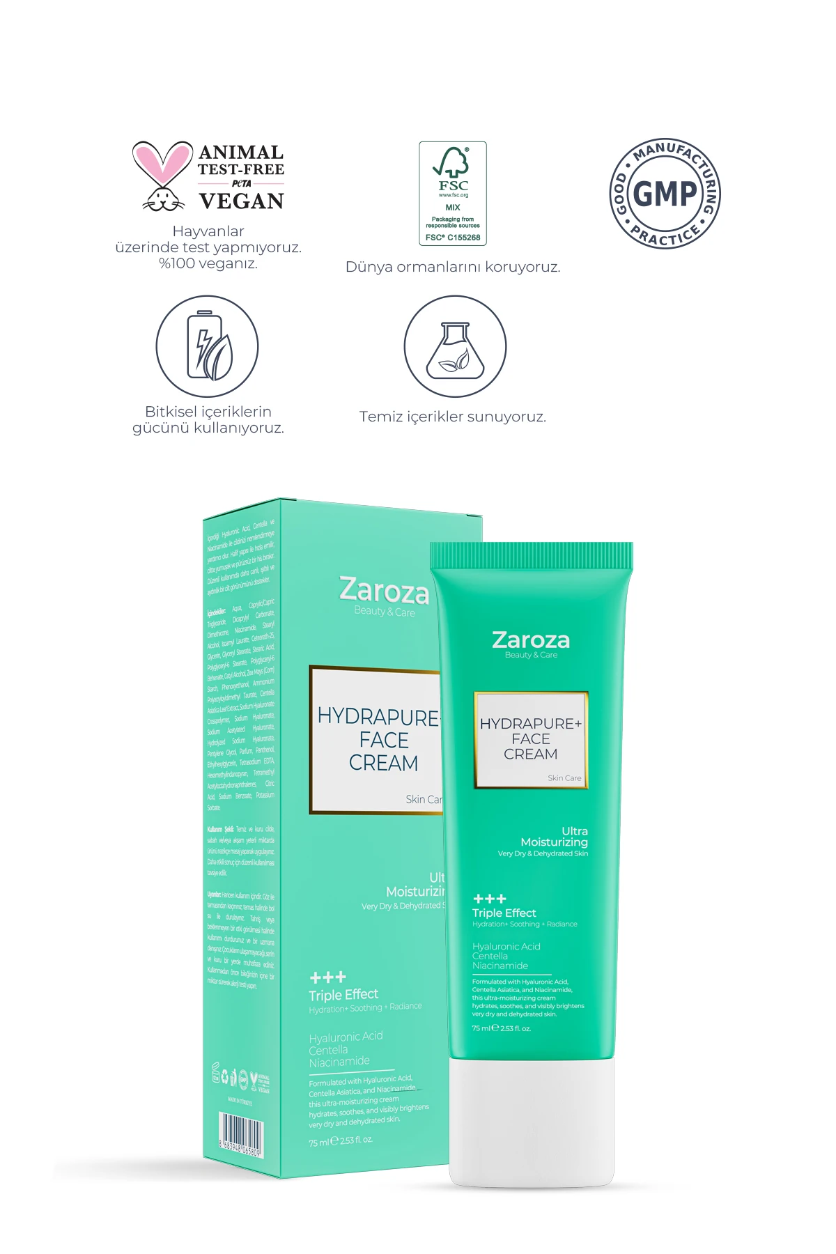 ZAROZA | HydraPure+ Centella Hyaluronic Asit Yoğun Nemlendirici ve