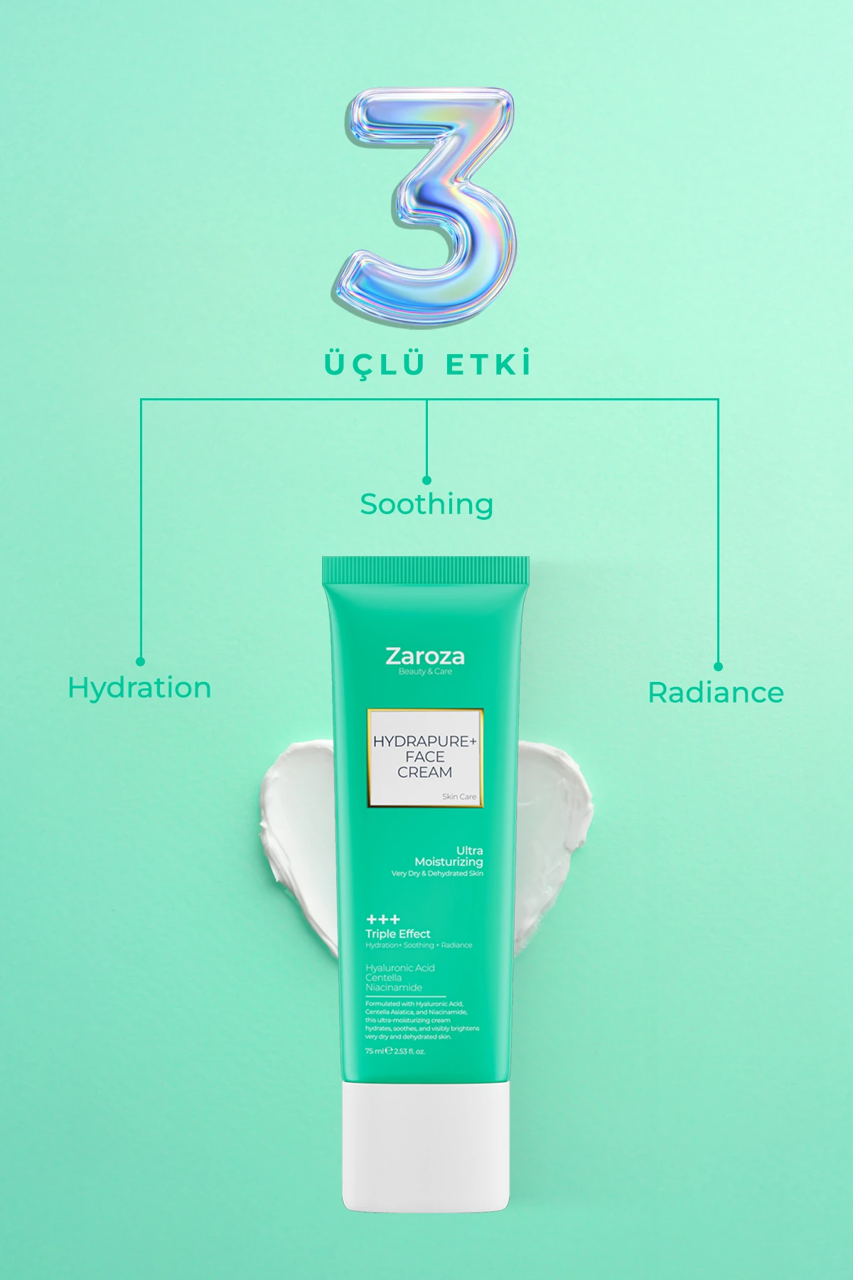 HydraPure+ Centella Hyaluronic Asit Yoğun Nemlendirici ve Onarıcı Yüz Kremi 75 ML