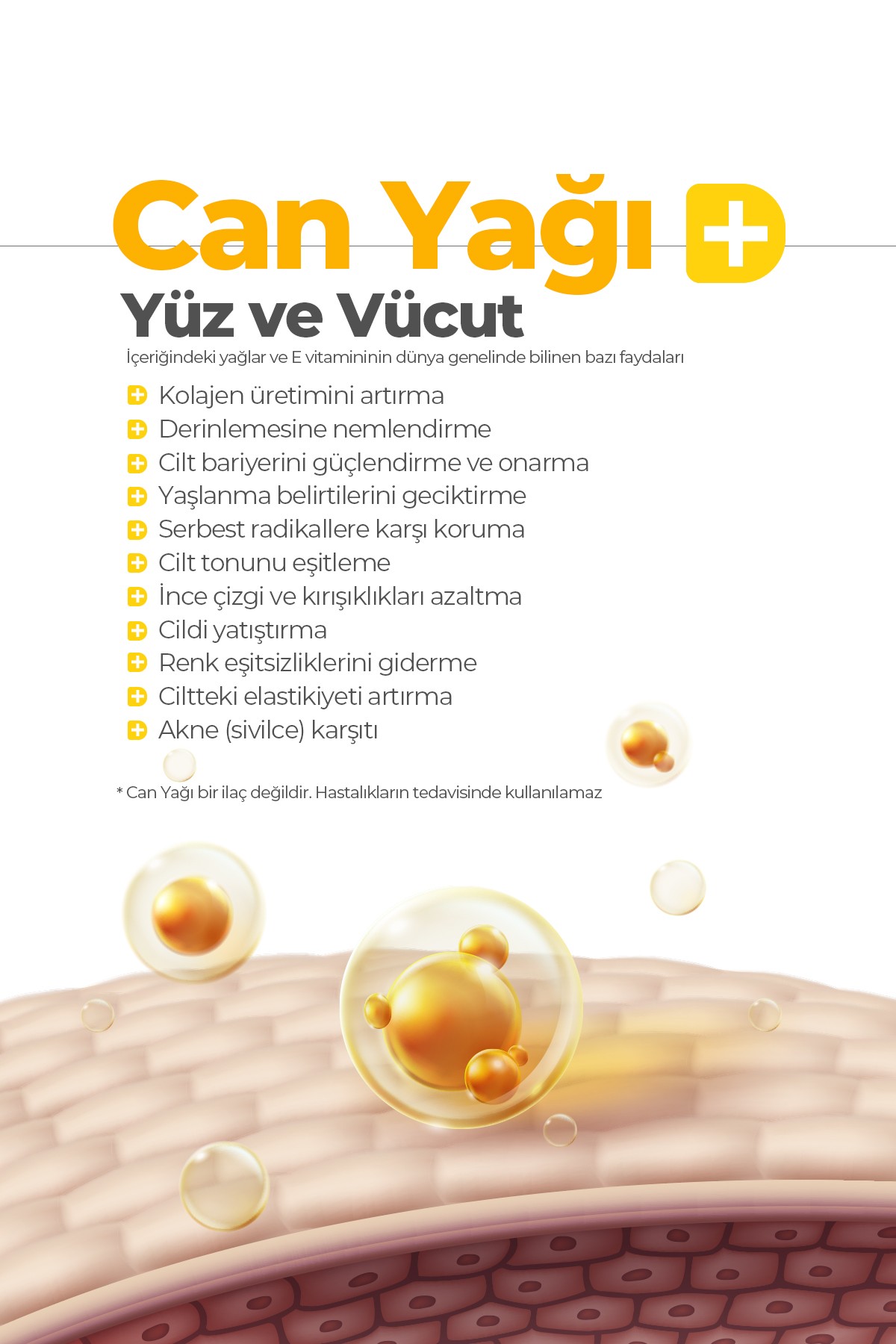 Can Yağı - Yüz, Saç, Vücut Için Besleyici, Onarıcı, Nemlendirici, Dökülme Karşıtı Bakım Yağı 100ml