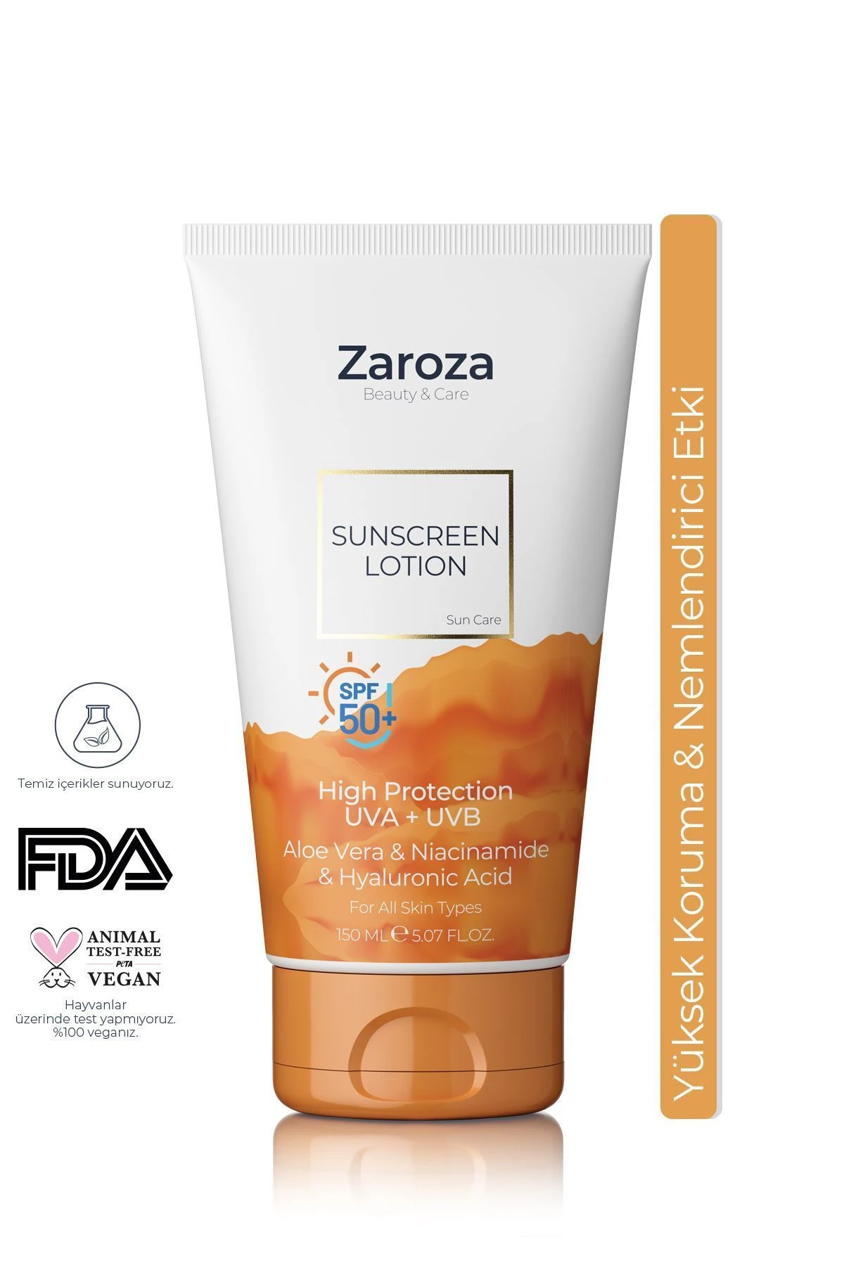 Sunscreen Lotion SPF 50 | Tüm Ciltlere Uygun Güneş Kremi - Zaroza