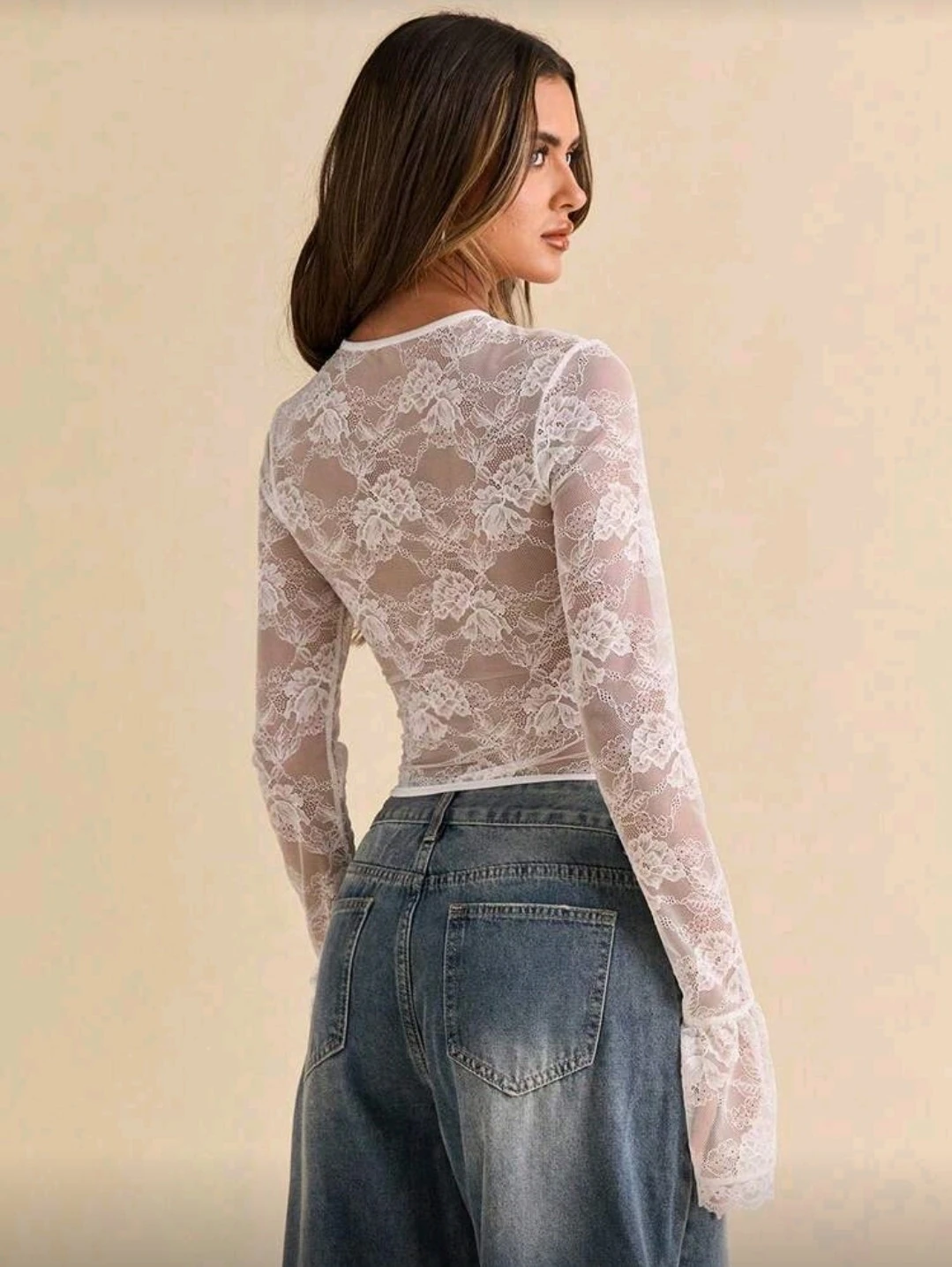 DENTELLE NOİR DANTELLİ KORSE PENCERE YAKA BLUZ BEYAZ