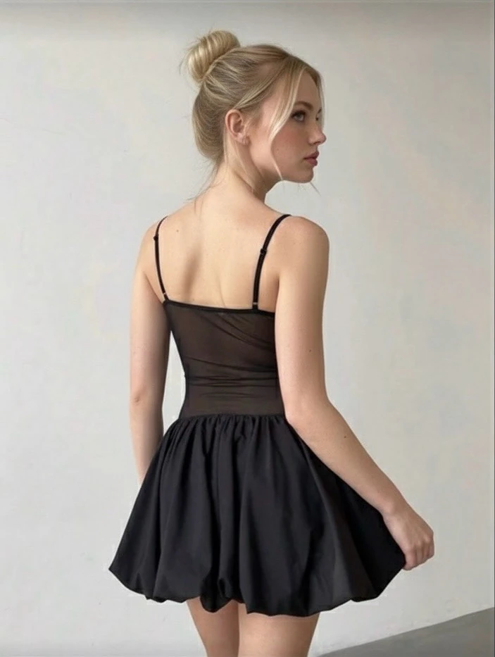 VELVET NOİR DANTEL KORSE-BALON ELBİSE 