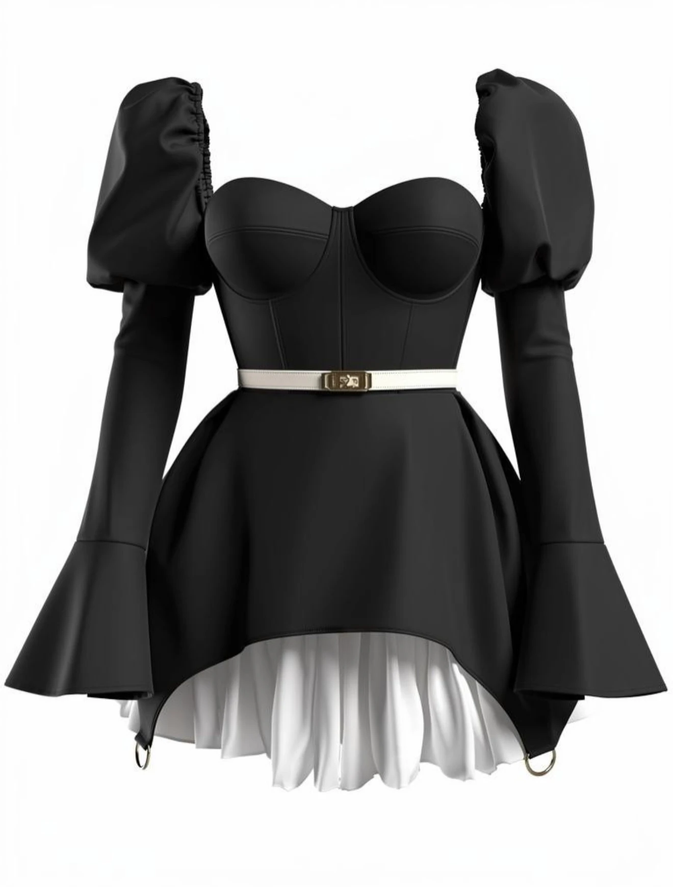 DUCHESSE BALON KOLLU FİLE ETEK DETAY KORSE ELBİSE