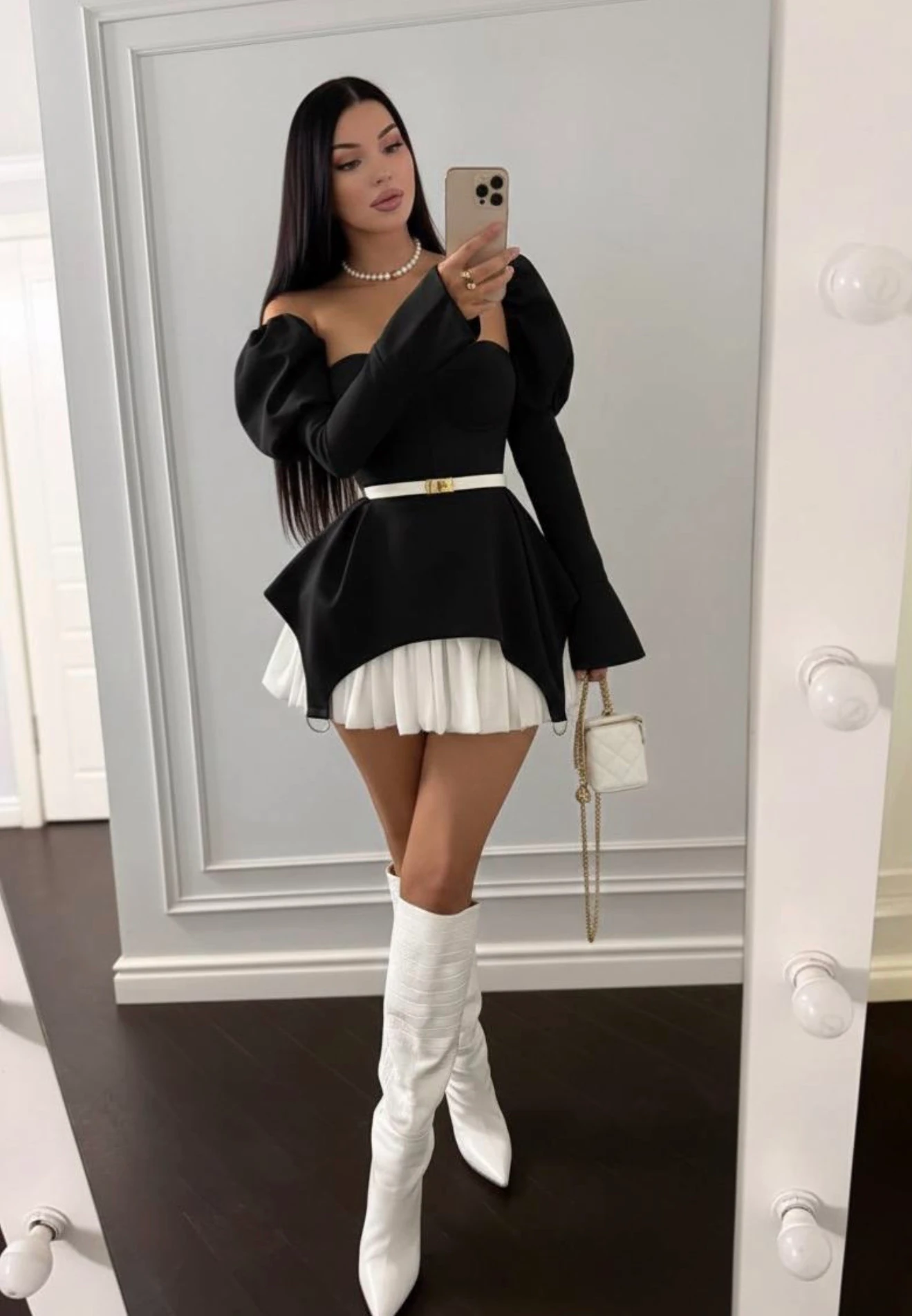 DUCHESSE BALON KOLLU FİLE ETEK DETAY KORSE ELBİSE