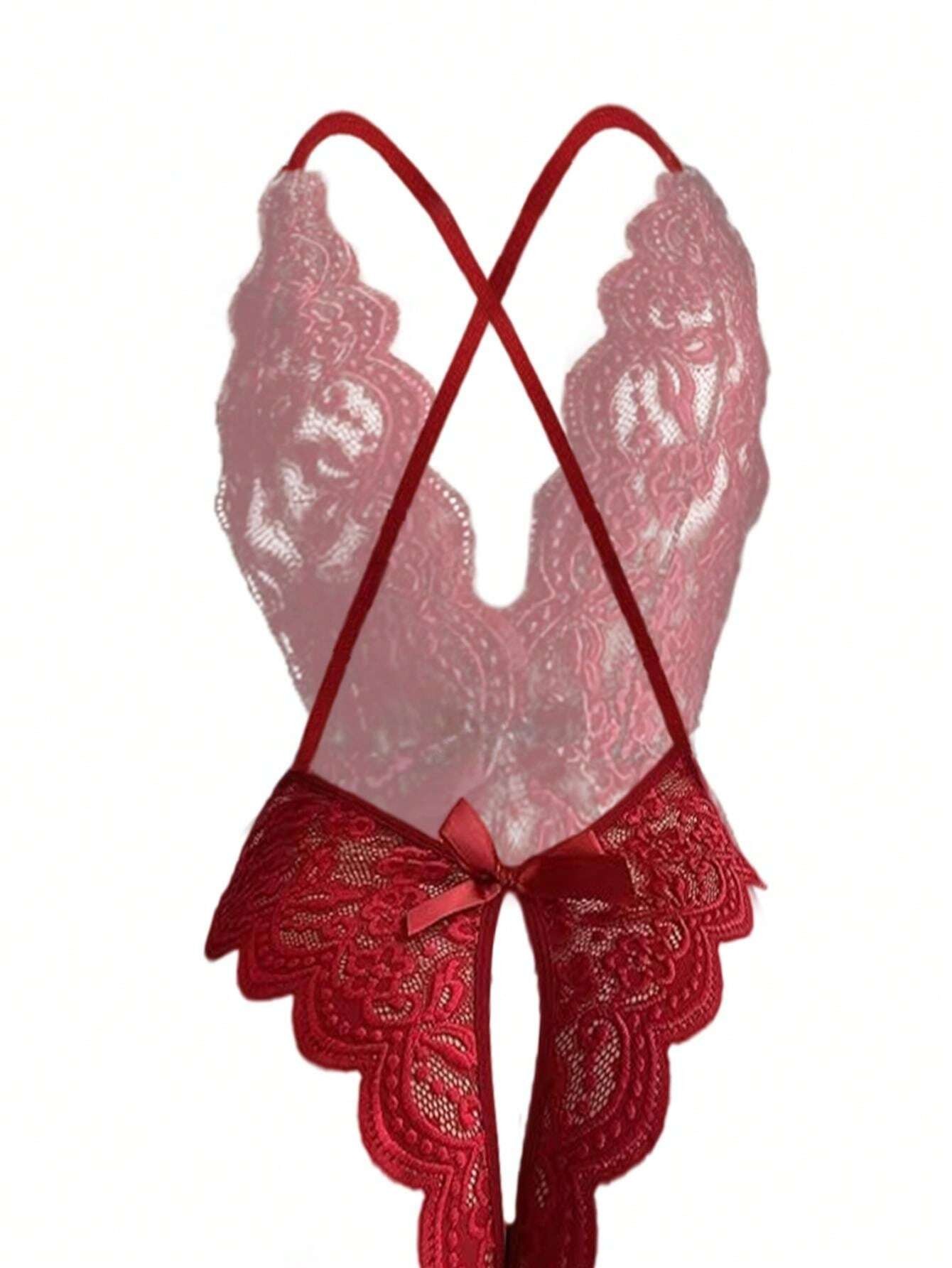 Dantelli Burgonya Çapraz Sırt Babydoll