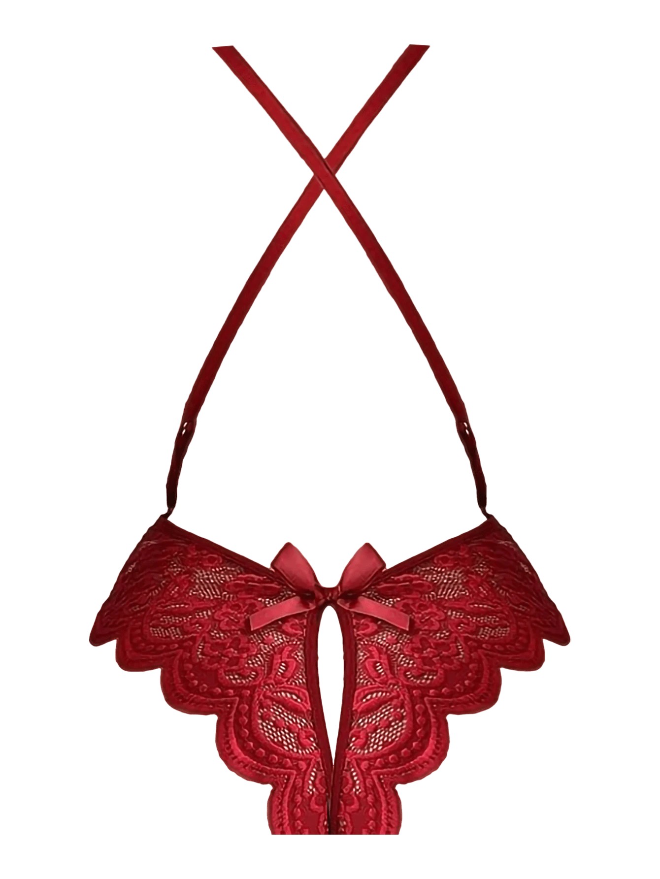 Dantelli Burgonya Çapraz Sırt Babydoll