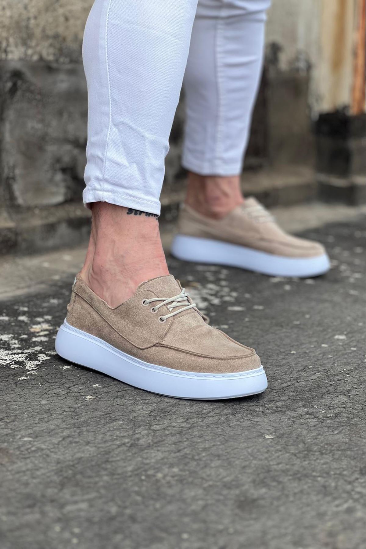 Wagoon WG508 Bej Süet Ortopedik Taban Erkek Casual Ayakkabı