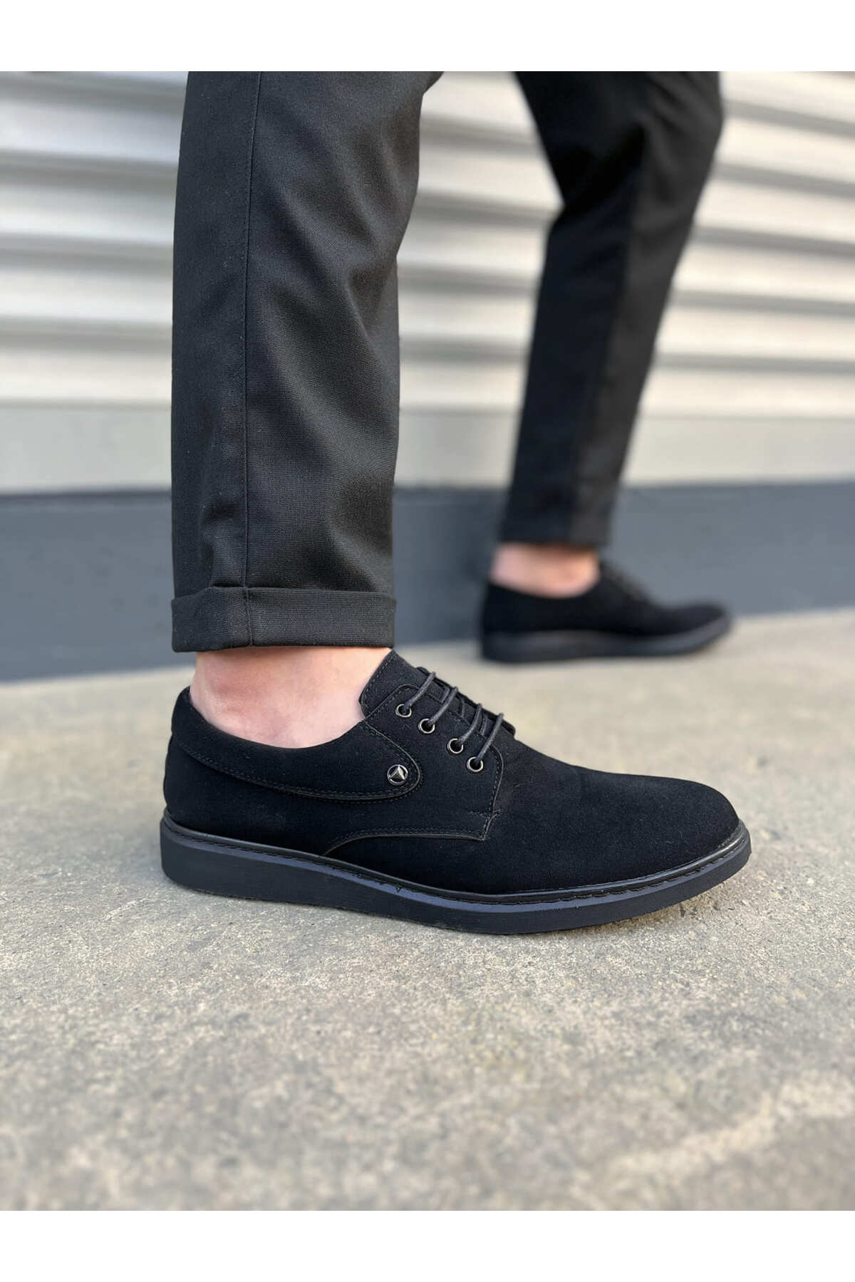 JY0610 Clasico Bağcıklı Cilt Erkek Günlük Klasik Ayakkabı CST - Camel - siyah-süet-sst