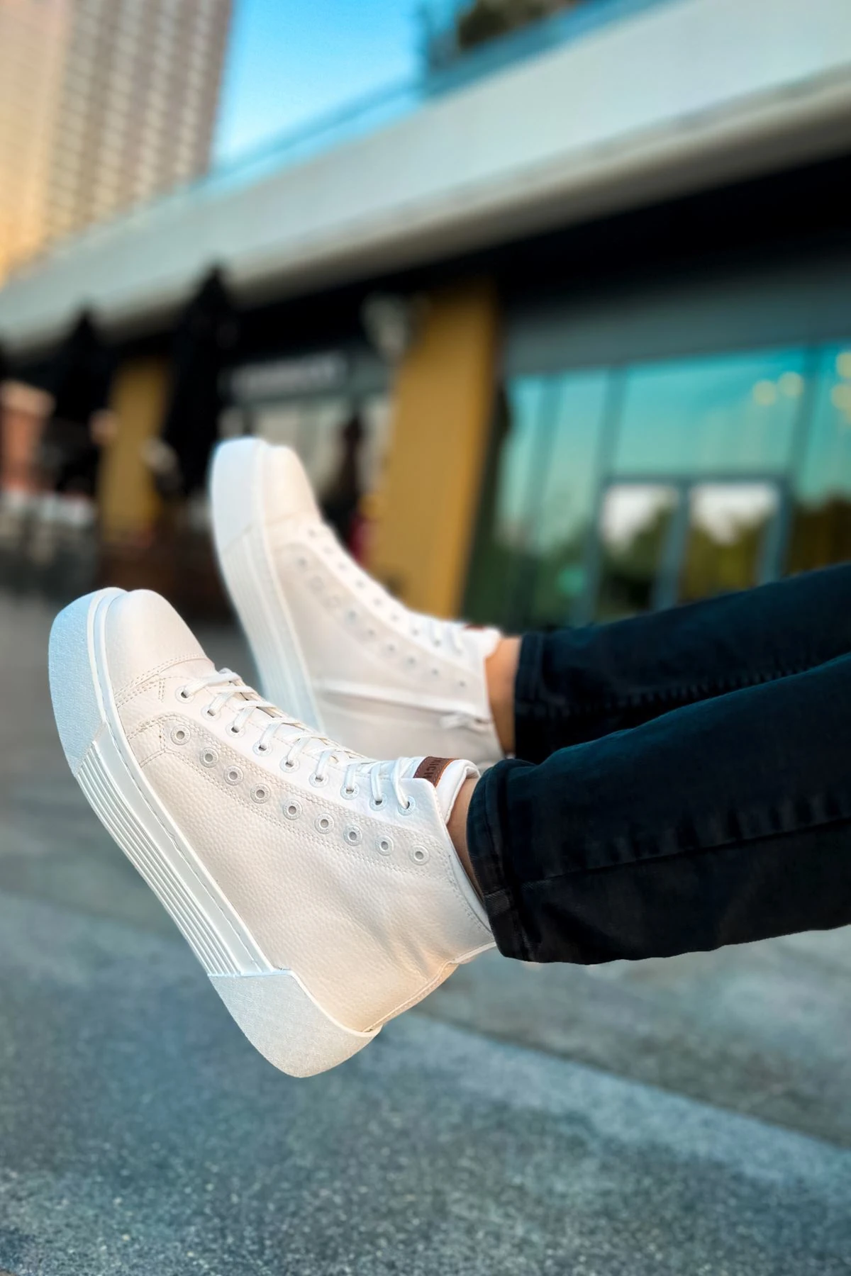 YG167 Blazer Erkek Spor Günlük Bağcıklı ve Fermuarlı Cilt Bot CBT - Beyaz