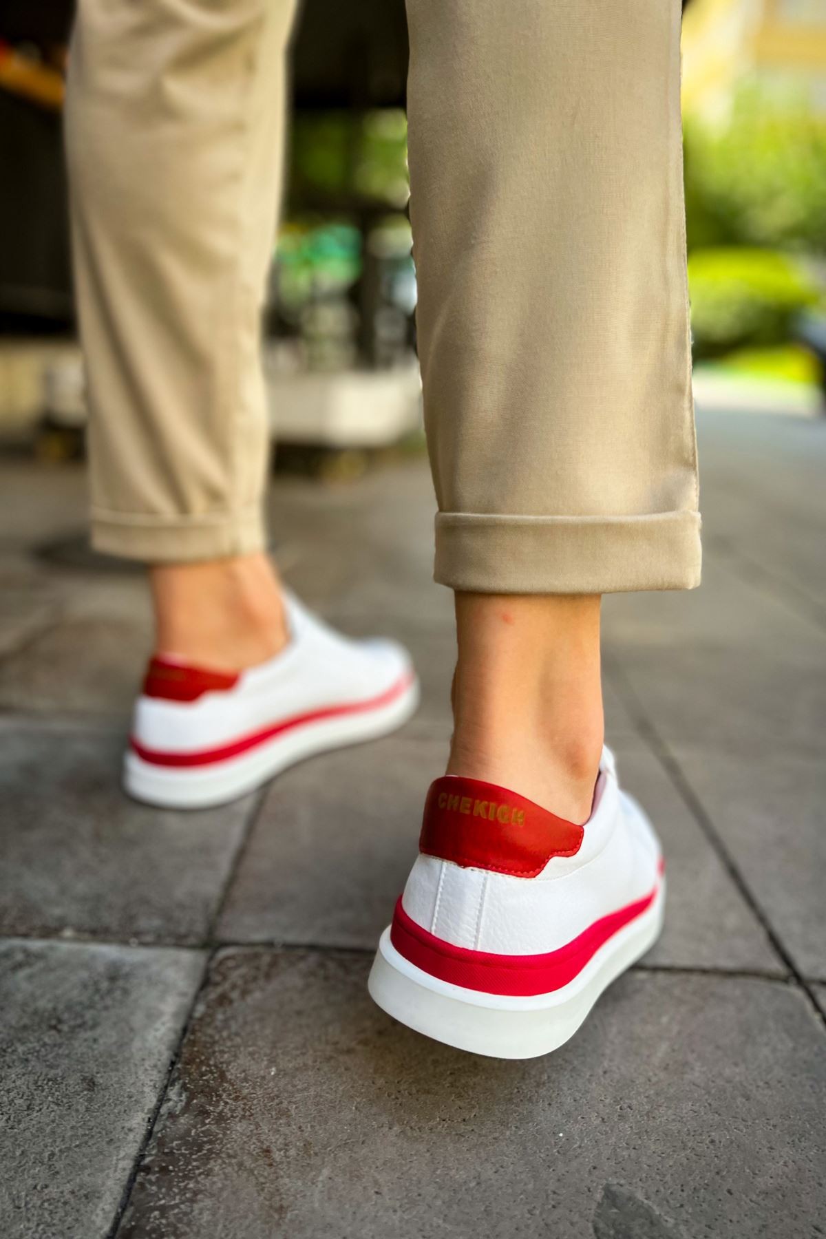 CH979 Santoni GBT Spor Erkek Ayakkabı BEYAZ/KIRMIZI