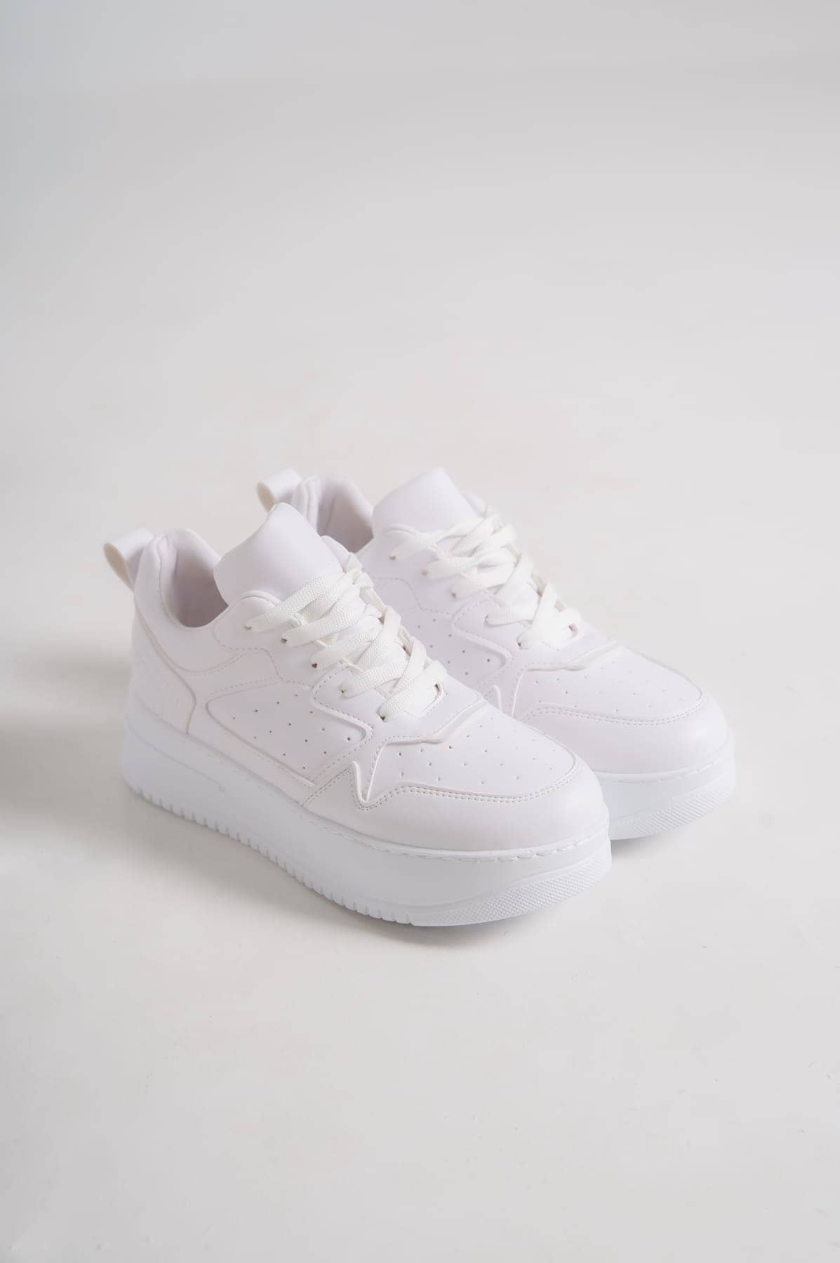 ALESSI Bağcıklı Ortopedik Taban Kadın Sneaker Spor Ayakkabı BT - Beyaz