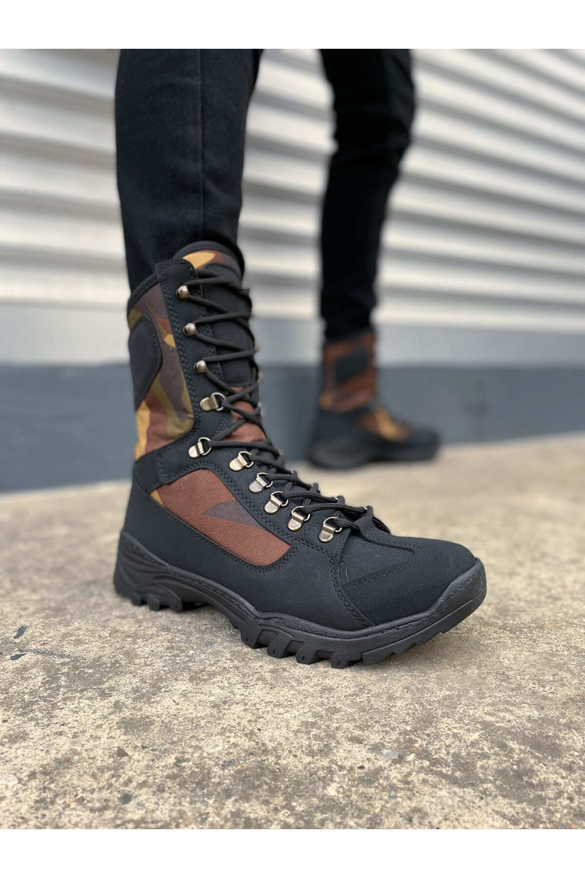 JY999 Strike Bağcıklı Ortopedik Taban Günlük Cilt Erkek Askeri Postal Bot CST Siyah - siyah-haki-cilt-cst