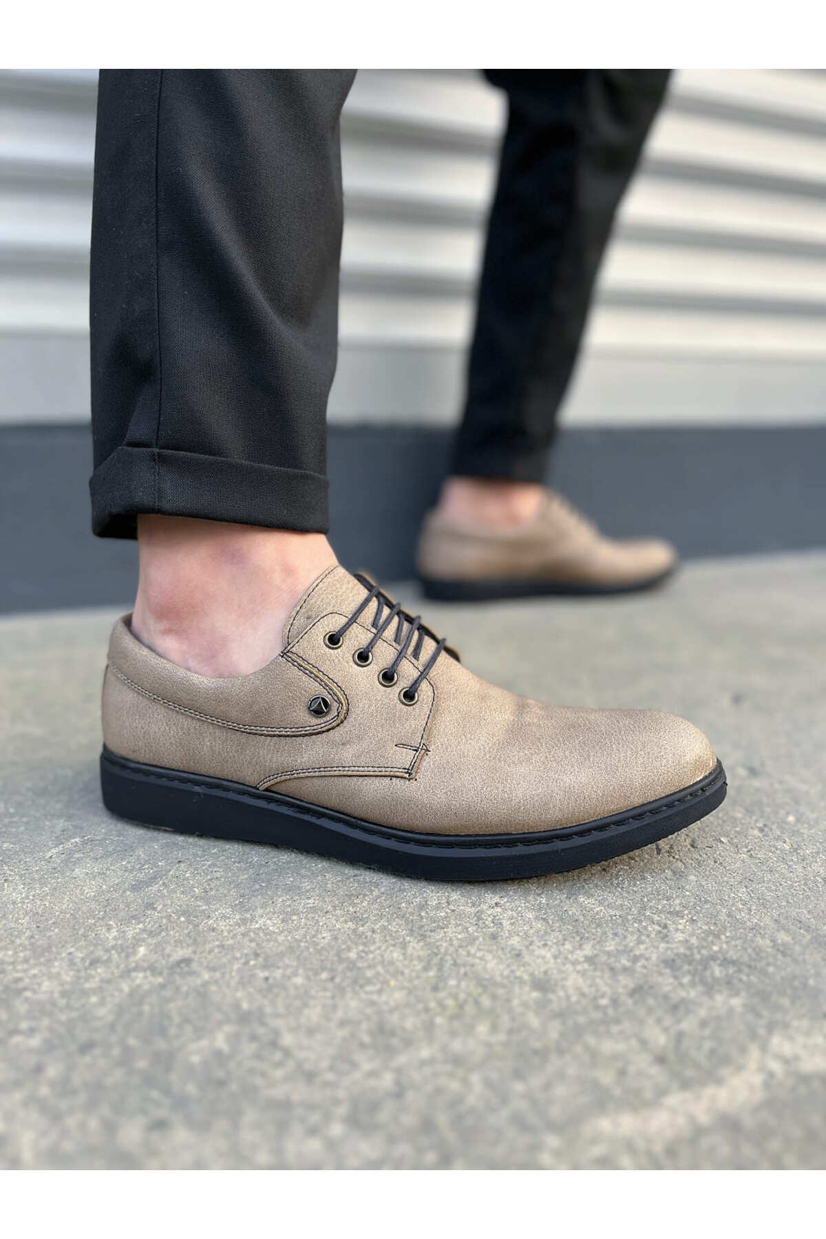 JY0610 Clasico Bağcıklı Cilt Erkek Günlük Klasik Ayakkabı CST - Camel - gri-cilt-cst