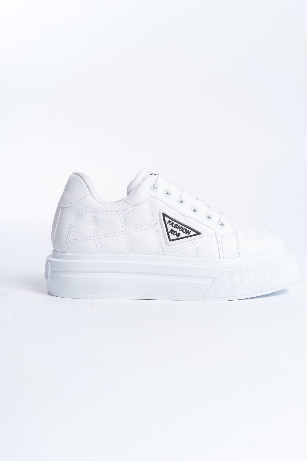 PRAG Bağcıklı Ortopedik Taban Desenli Kadın Sneaker Spor Ayakkabı  BT - Beyaz
