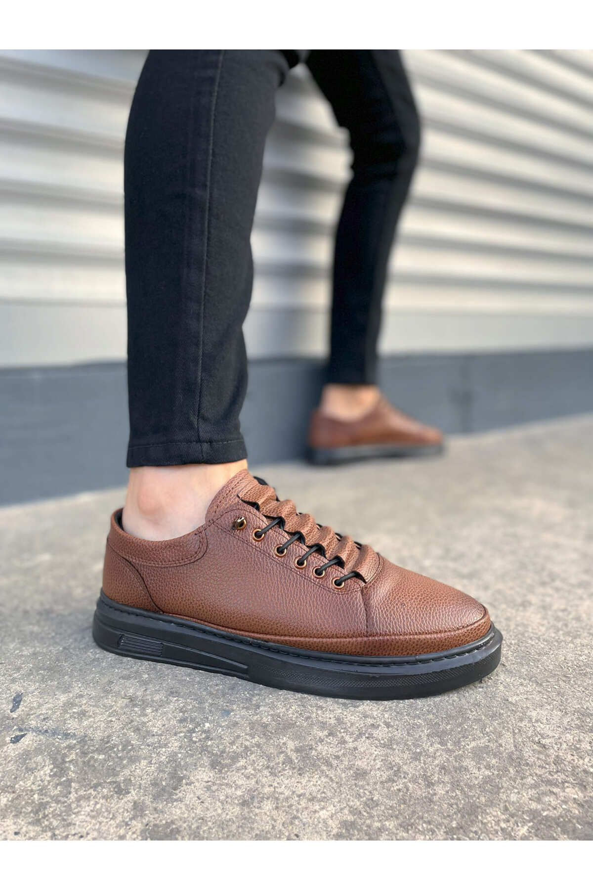 JY0535 Prime Bağcıklı Cilt Erkek Günlük Sneaker Ayakkabı CBT - Beyaz - taba-cilt-cst