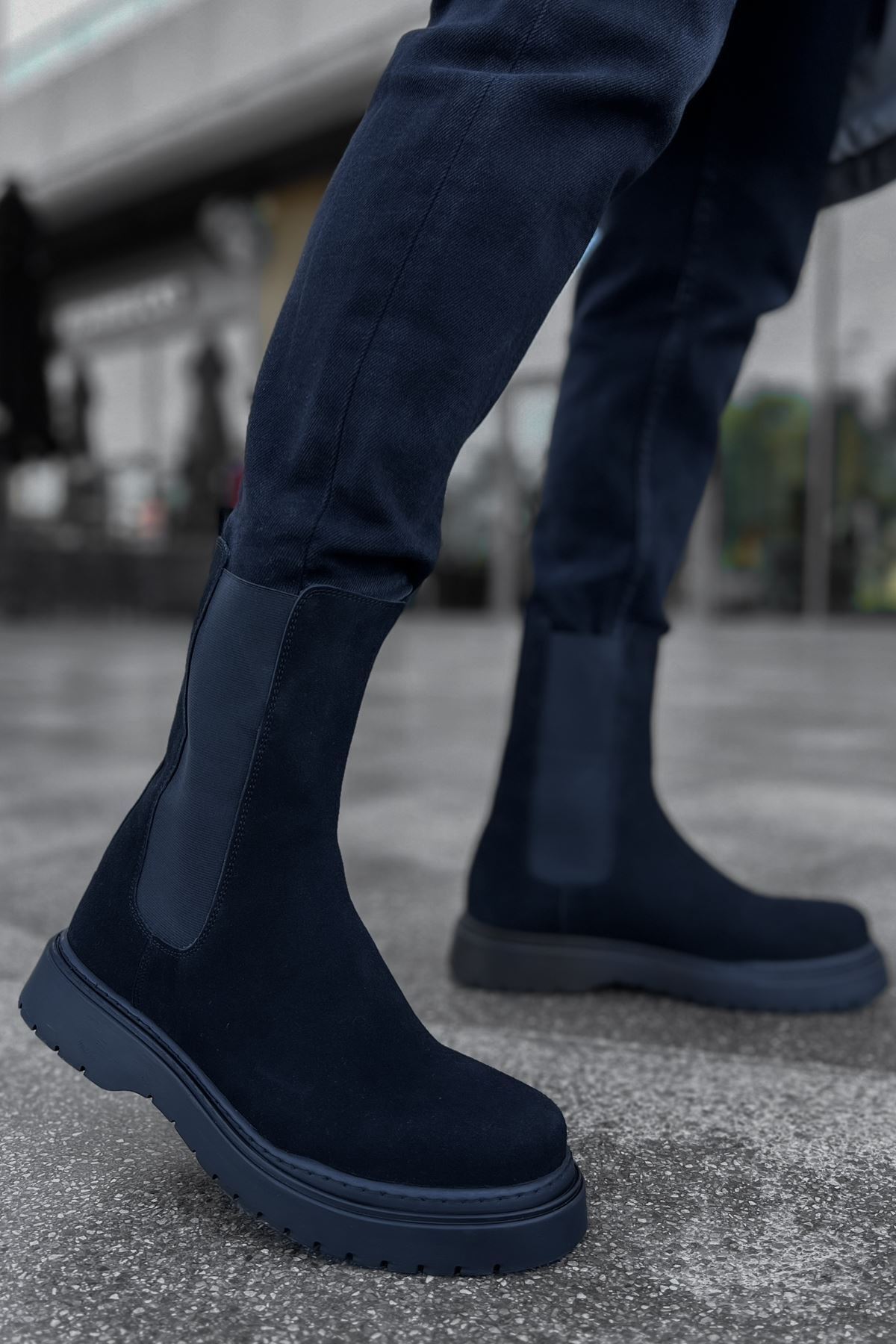 YG223 Alaska Erkek Spor Günlük Bağcıksız Cilt Bot CST - Kahverengi - siyah-süet-sst