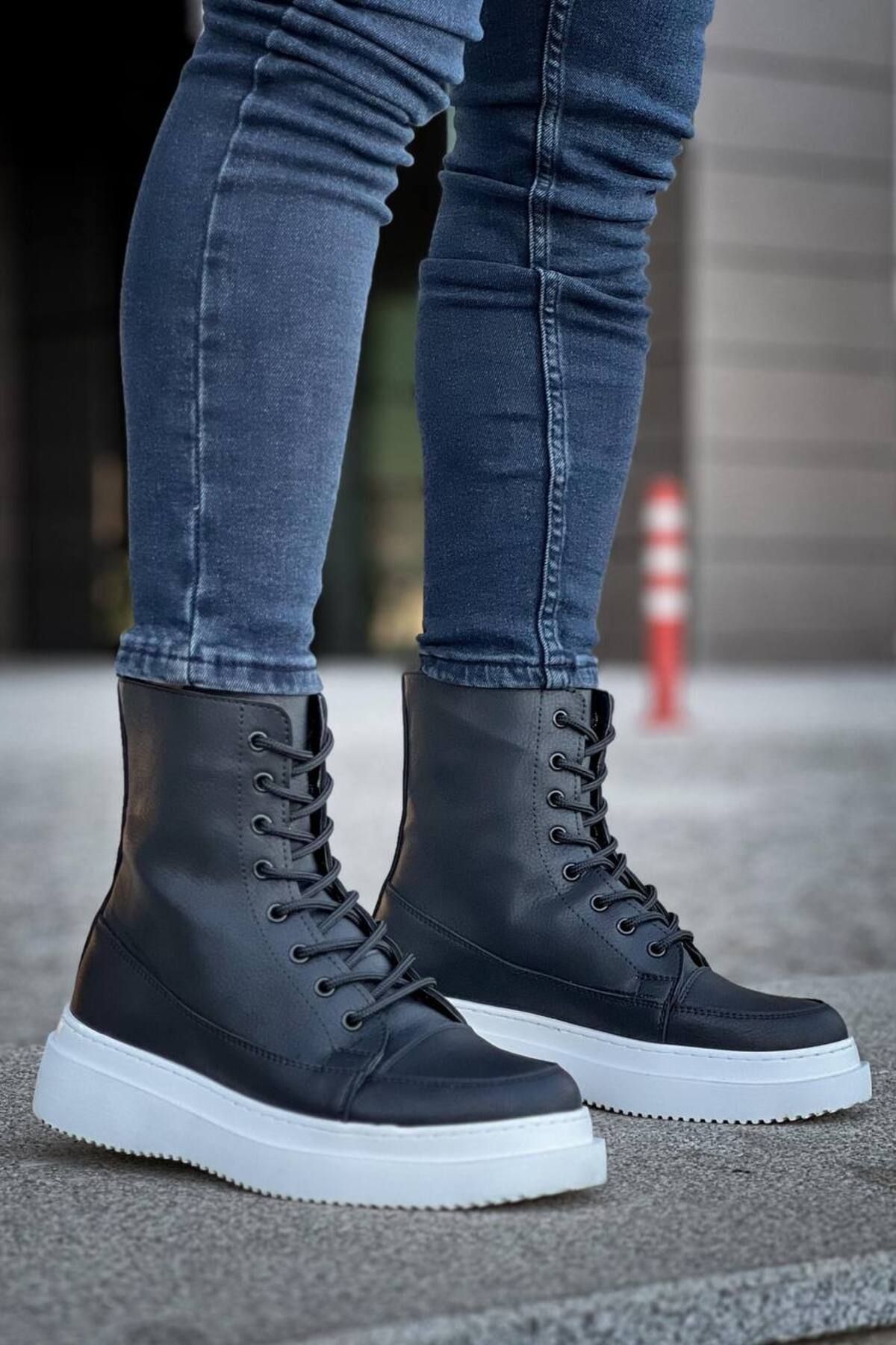 YG0991 Erkek Spor Günlük Bağcıklı Cilt Bot CBT - Siyah