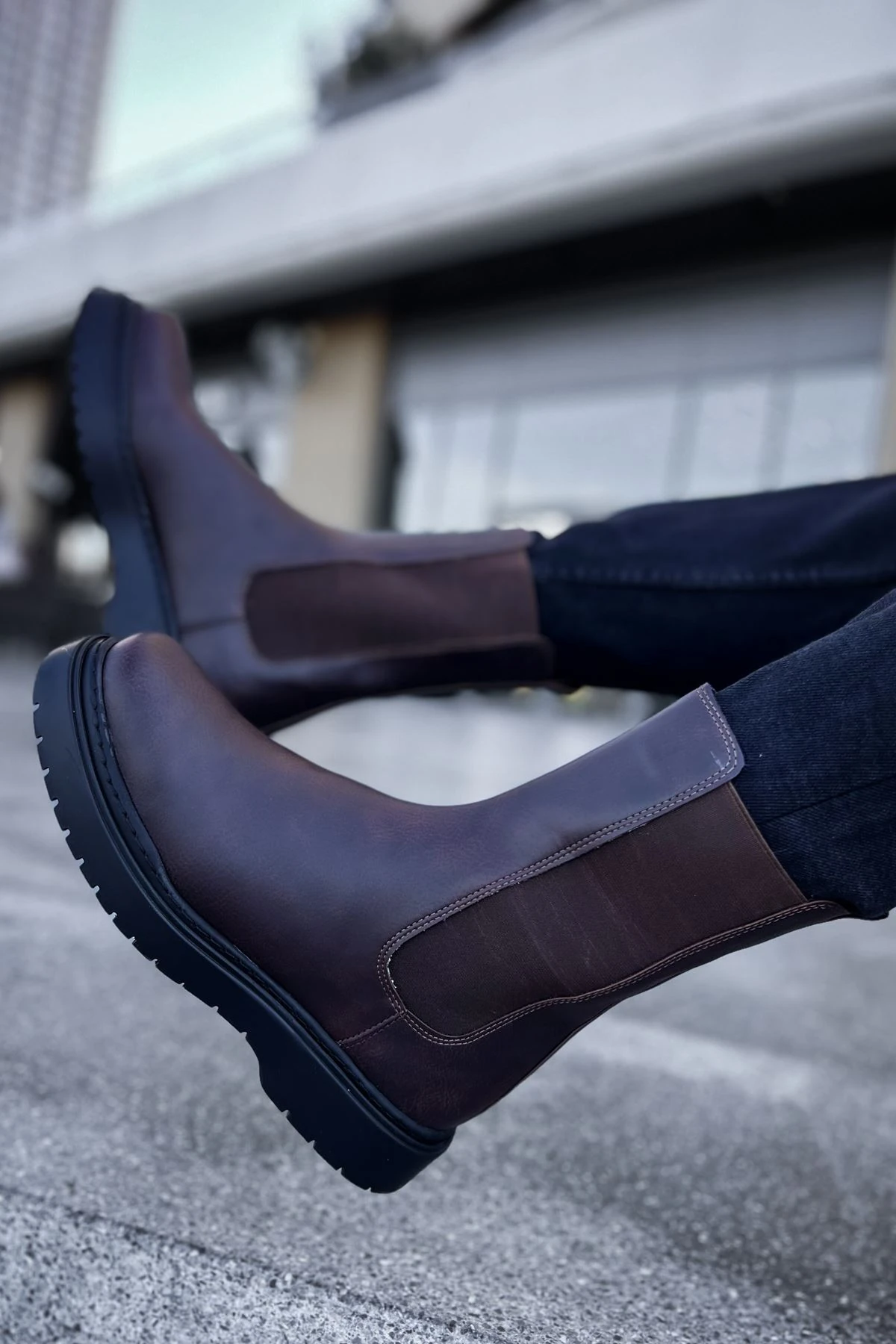 YG223 Alaska Erkek Spor Günlük Bağcıksız Cilt Bot CST - Kahverengi