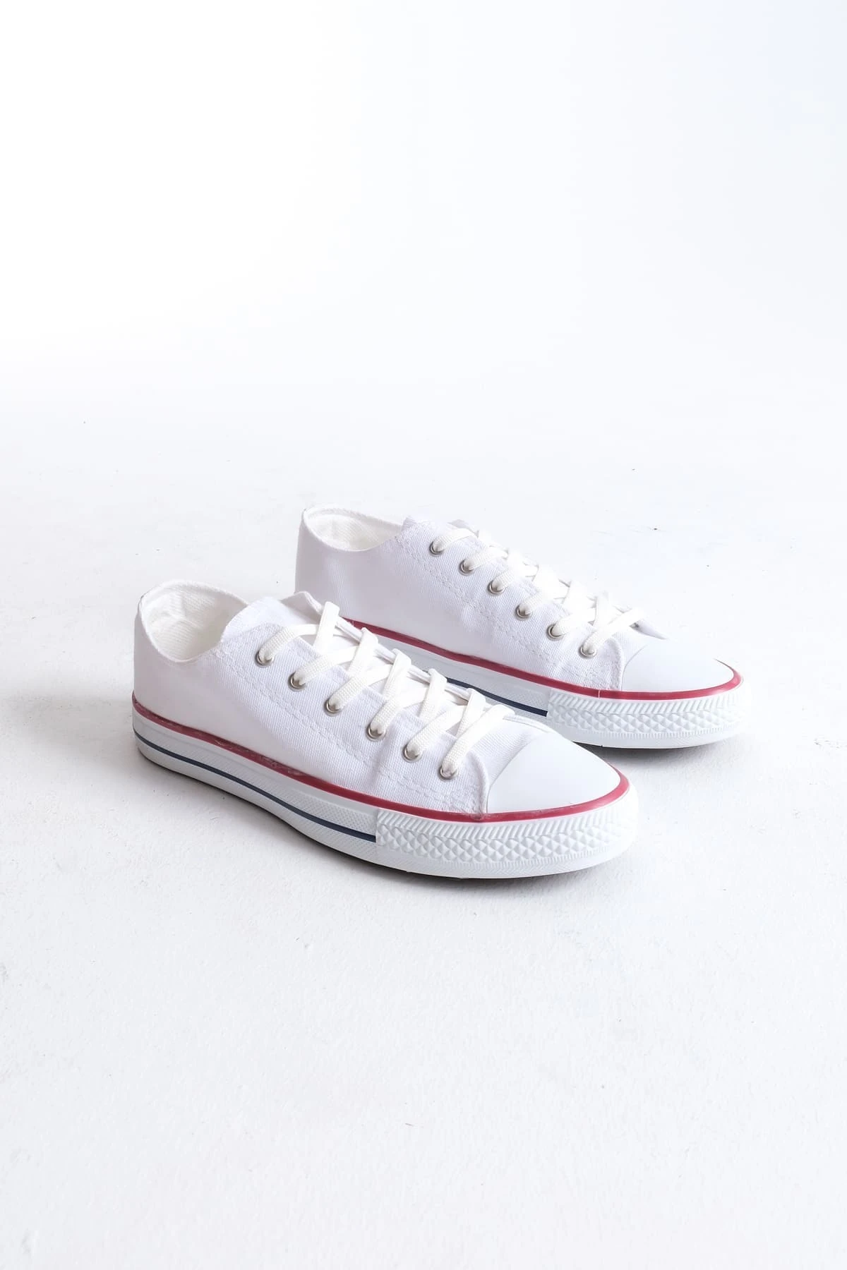 JY0422 Luke Bağcıklı Keten Kumaş Erkek Günlük Sneaker Ayakkabı KBT - Beyaz