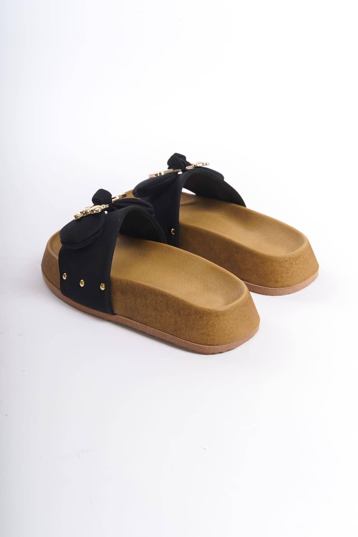 DILA Kalın Ve Ortopedik Taban Ayıcıklı Saten Kadın Terlik KT - Siyah