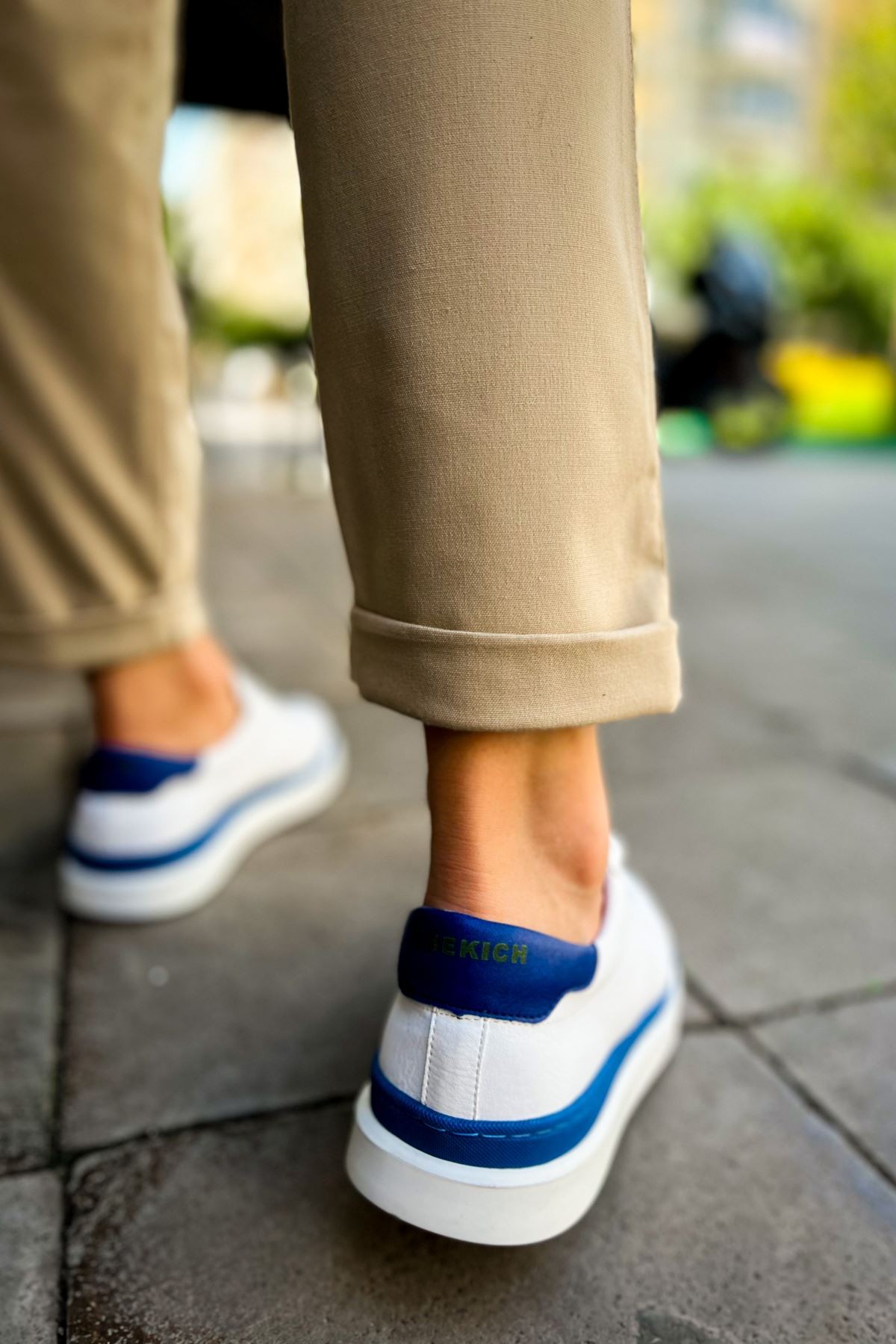 CH979 Santoni GBT Spor Erkek Ayakkabı BEYAZ/MAVI