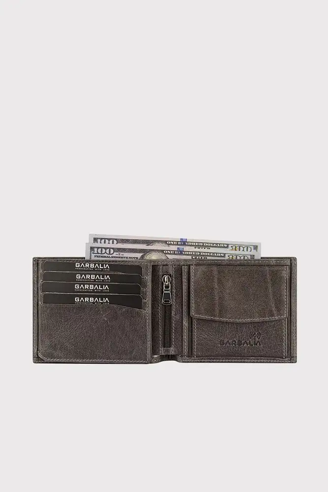 Garbalia Arnold Hakiki Deri Bozuk Rfid Engelleyicili Bozuk Para Bölmeli Fermuar Gözlü Erkek Cüzdan
