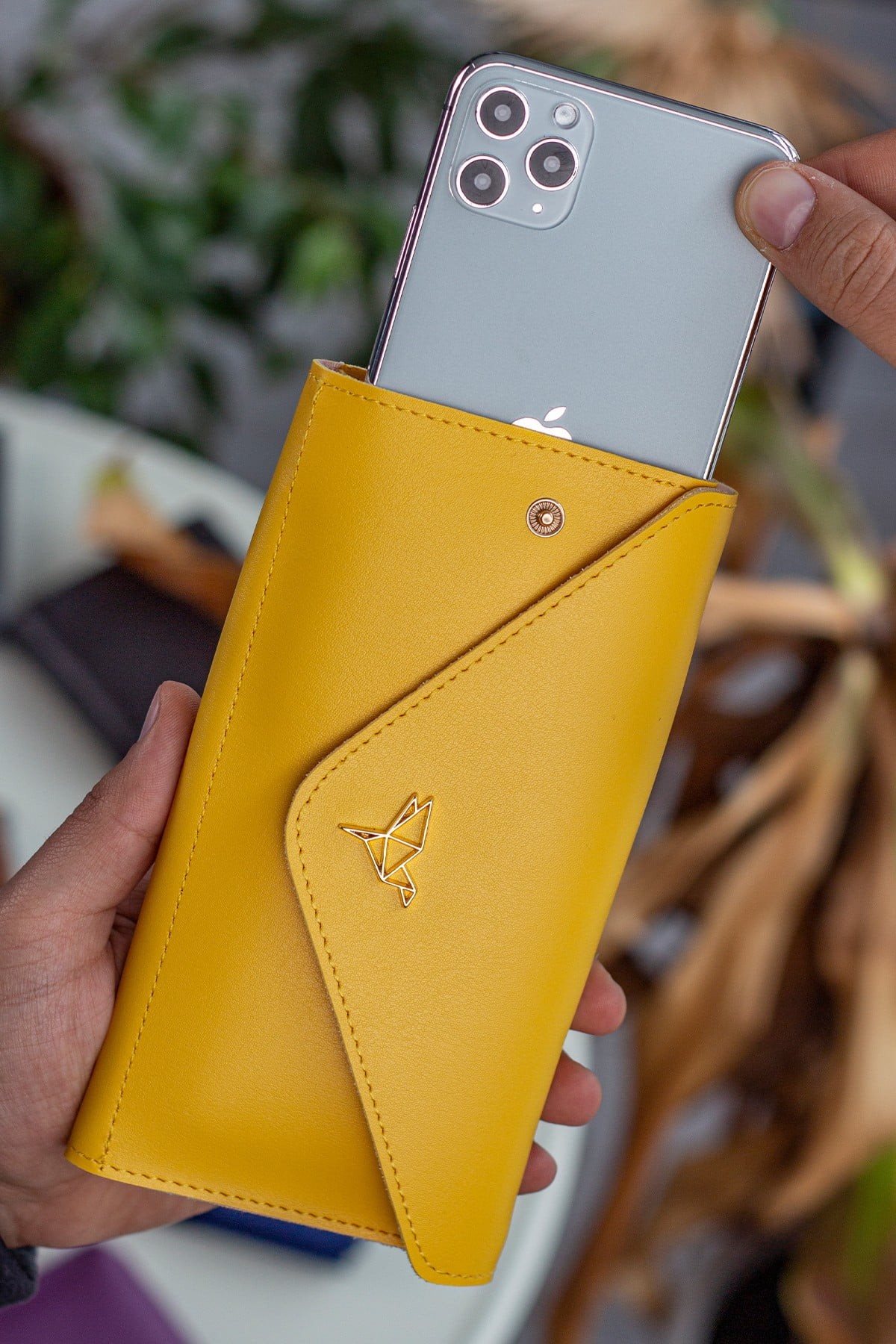 Garbalia Envelope Telefon ve Bozuk Para Bölmeli Zarf Model Kadın Cüzdan - Sarı