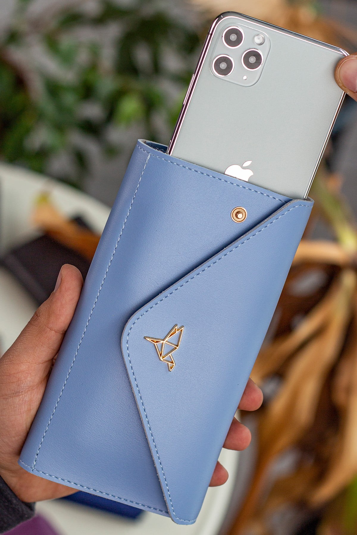 Garbalia Envelope Telefon ve Bozuk Para Bölmeli Zarf Model Kadın Cüzdan - Bebe Mavisi