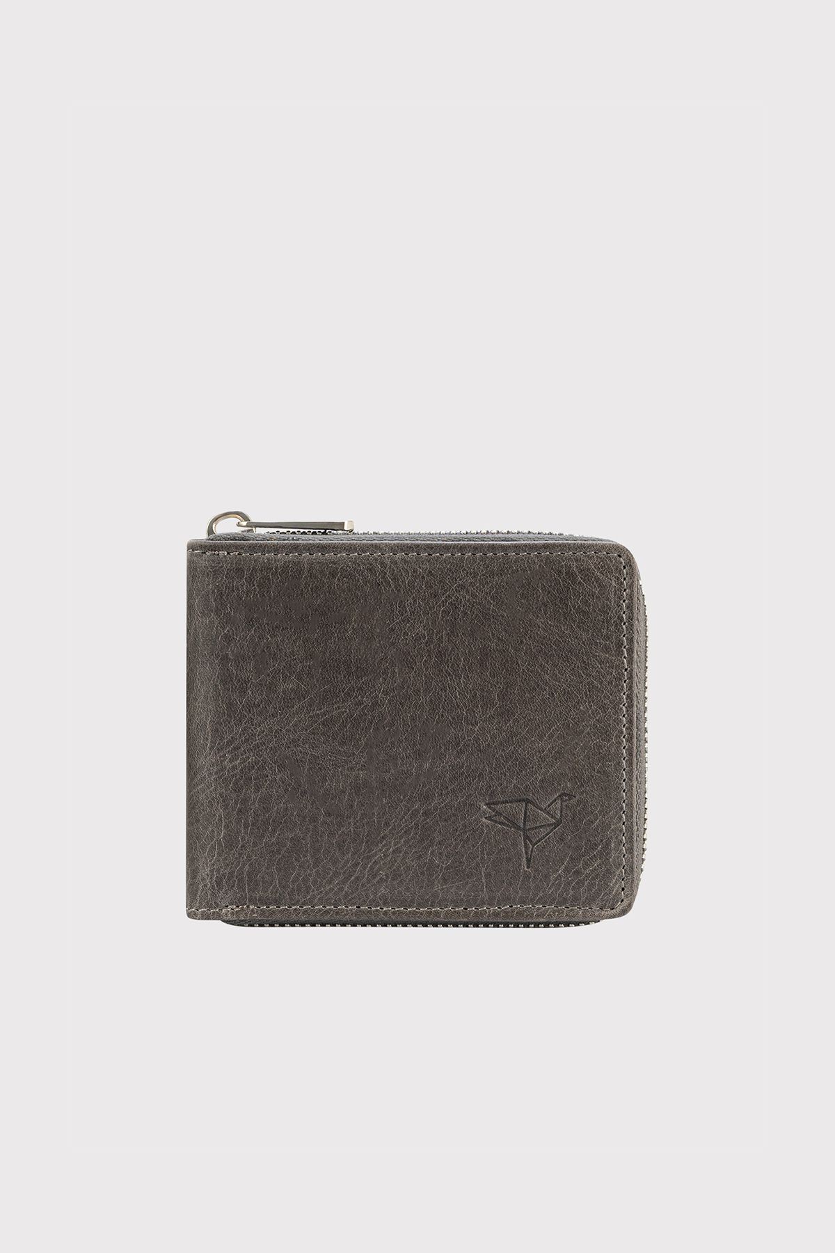 Garbalia Carole Hakiki Deri Bozuk Para Bölmeli Rfid Engelleyici Fermuar Kilitli Unisex Cüzdan