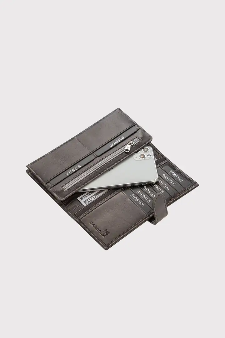Garbalia Albert Hakiki Deri Rfid Engelleyicili Telefon Bölmeli Unisex Cüzdan