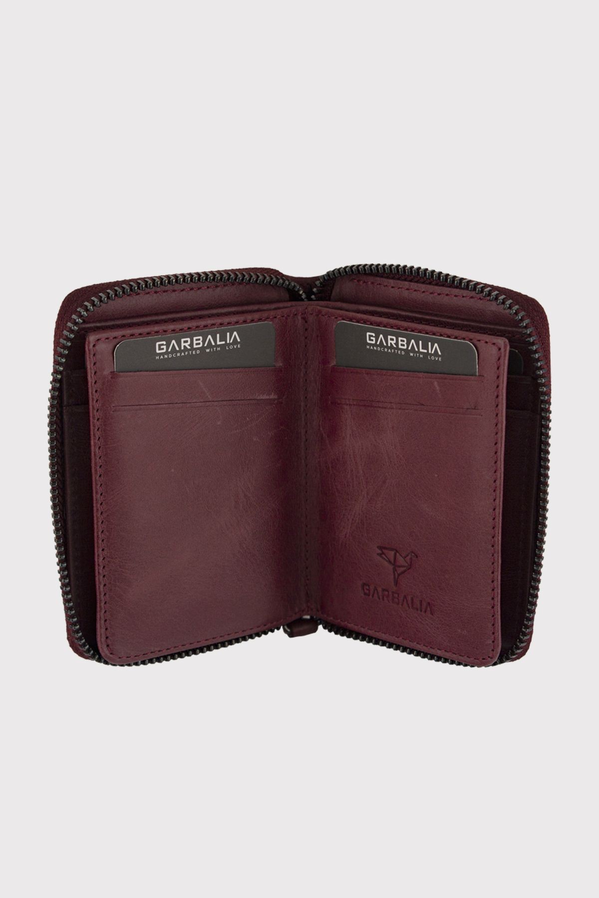 Garbalia Fargo Vintage Deri RFID Engelleyici Fermuarlı Unisex Kartlık Cüzdan