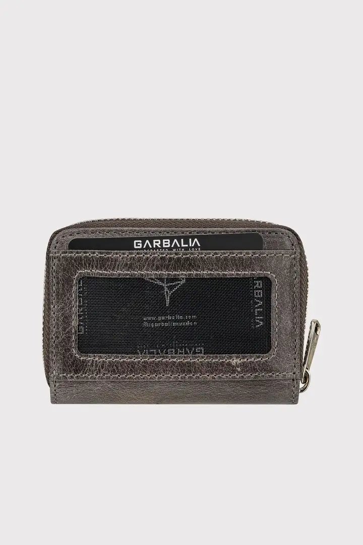 Garbalia Clovis Hakiki Deri Fermuar Kilitli Unisex Akordiyon Kartlık