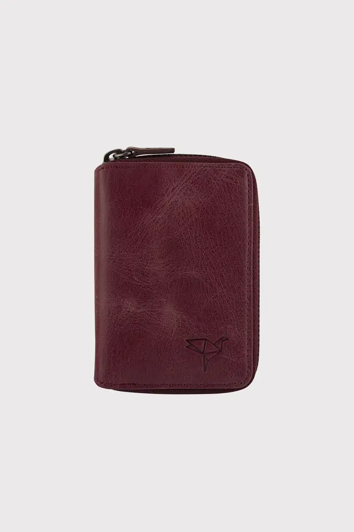Garbalia Fargo Vintage Deri RFID Engelleyici Fermuarlı Unisex Kartlık Cüzdan