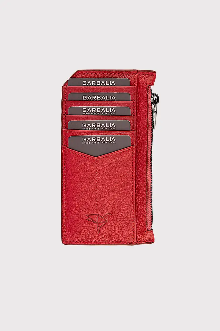 Garbalia Blush Hakiki Deri Fermuarlı Unisex Slim Kartlık Cüzdan