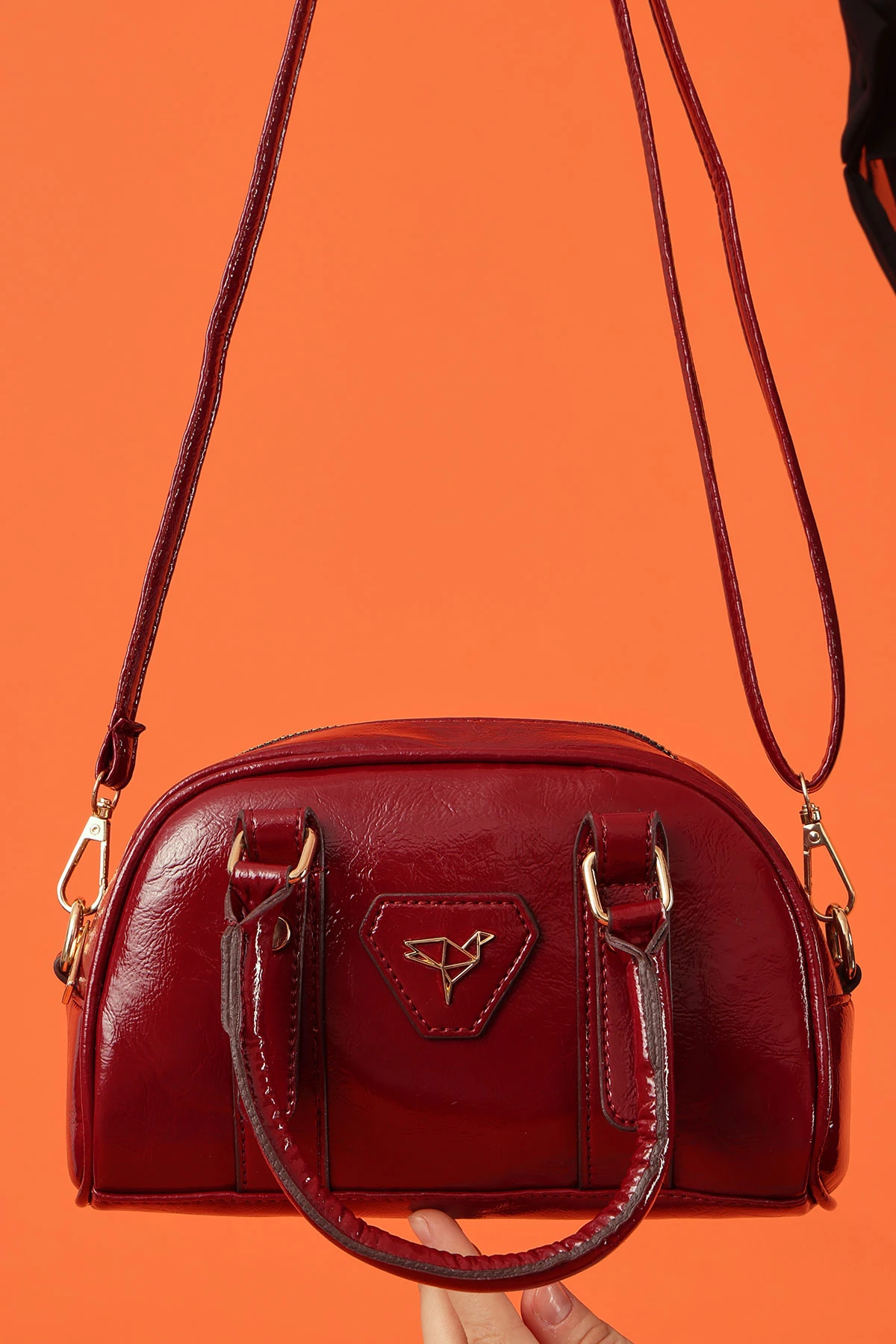 Garbalia Lille Ayarlanabilir Askılı Fermuar Kilitli Kadın Omuz Çantası - Bordo