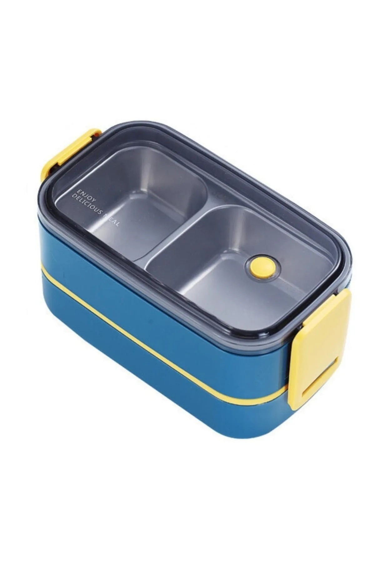Beslenme Kutusu İki Katlı - Paslanmaz Çelik - 1400ml ( Kaşık ve Çatal )