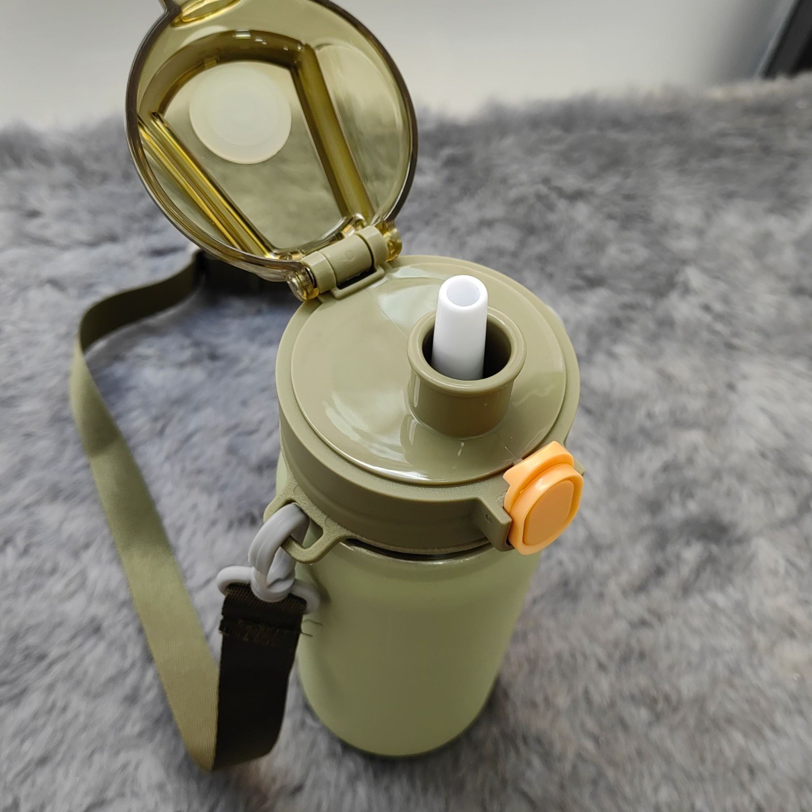 Paslanmaz Çelik Su Matarası - 800 ml - Askılı -  Pipetli veya Pipetsiz Çelik Suluk
