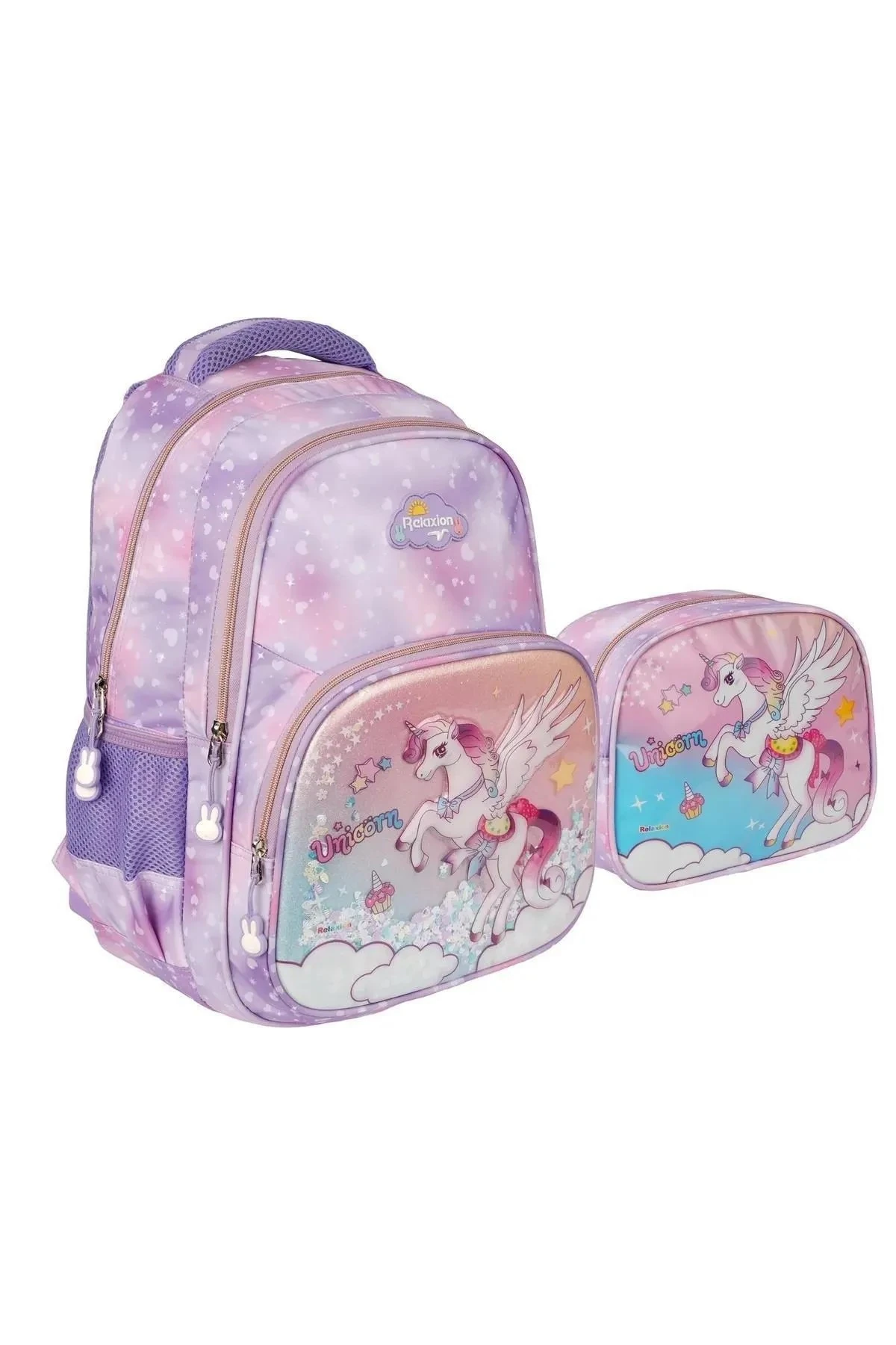 Bentopia Ortopedik Çok Gözlü Kabartma Figürlü İlkokul Sırt Çantası Beslenme Çantası Kalemlik Üçlü Takım