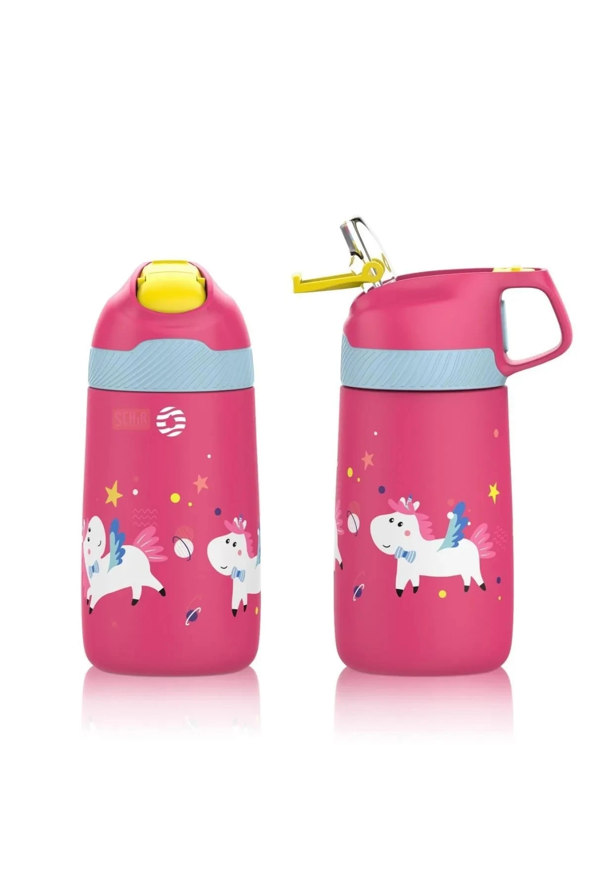 Vagonlife Paslanmaz Çelik Su Matarası - Desenli - 350ml - Pipetli Çelik Suluk Termos